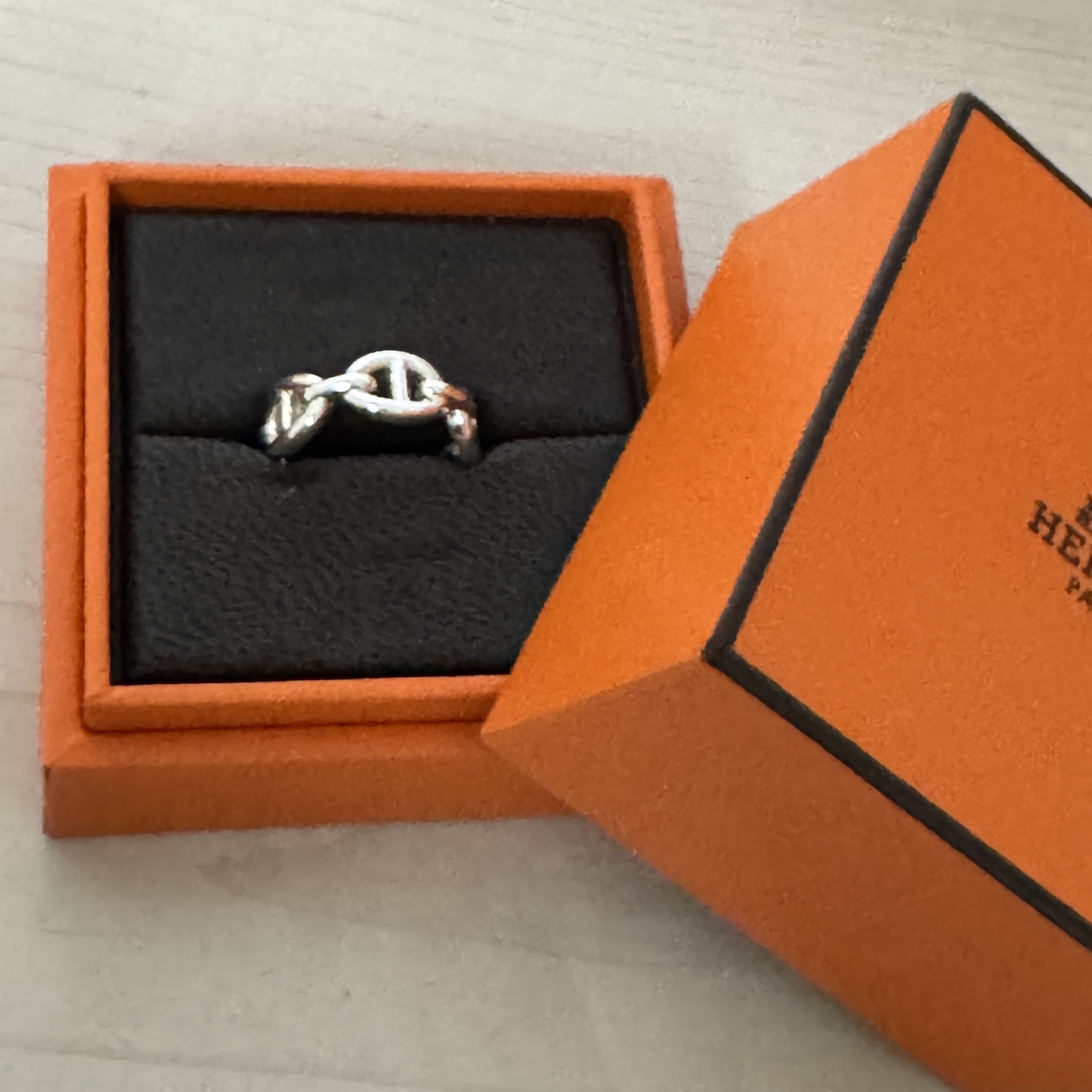 (W) Hermes Small Chaine D'Ancre Enchainee Ring Sterling Silver 착용 스타일