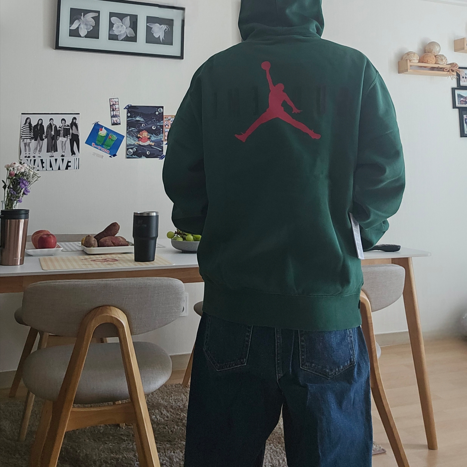 Supreme x Jordan Hooded Sweatshirt Green - 24FW 착용 스타일 - 1