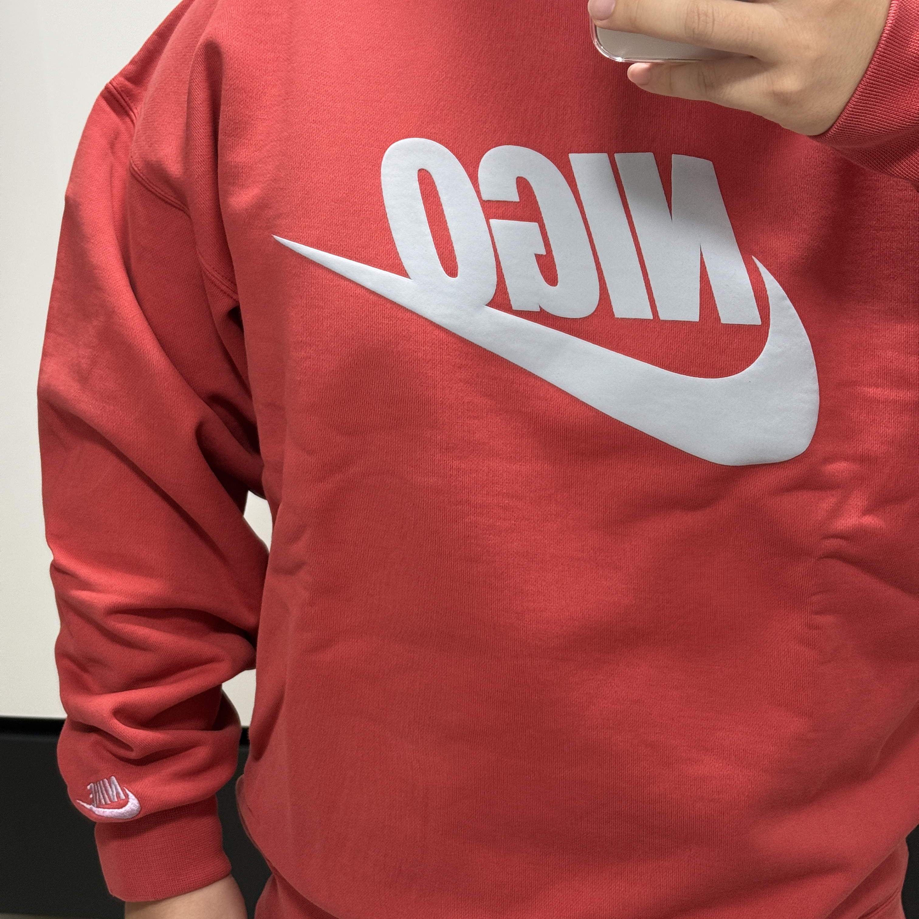 Nike x Nigo Fleece Crewneck Sweatshirt Gym Red (FV5941-687) 착용 스타일