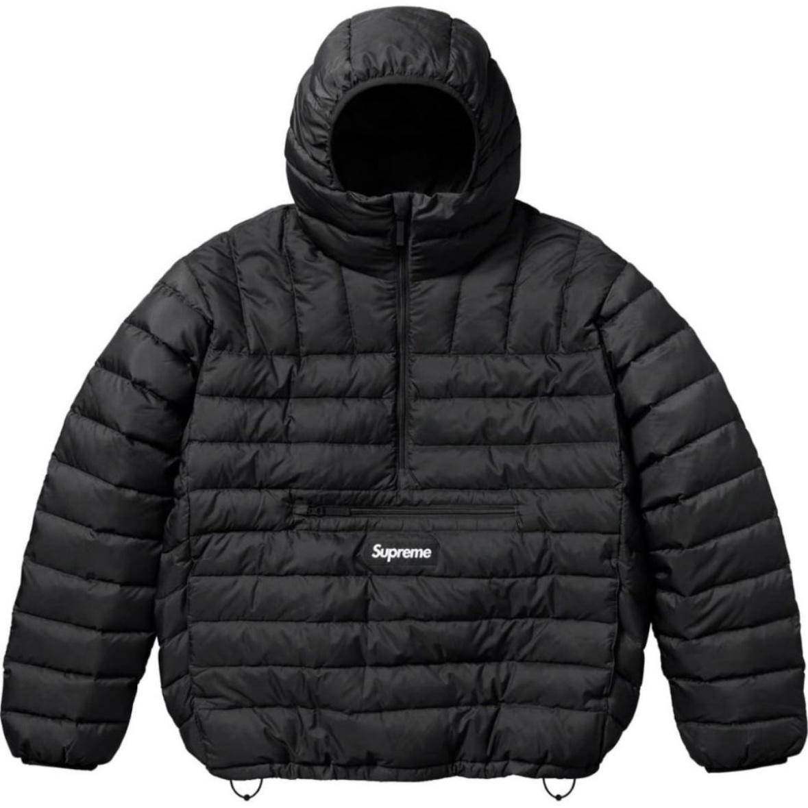 Supreme Micro Down Half Zip Hooded Pullover Black - 24FW 착용 스타일 - 1