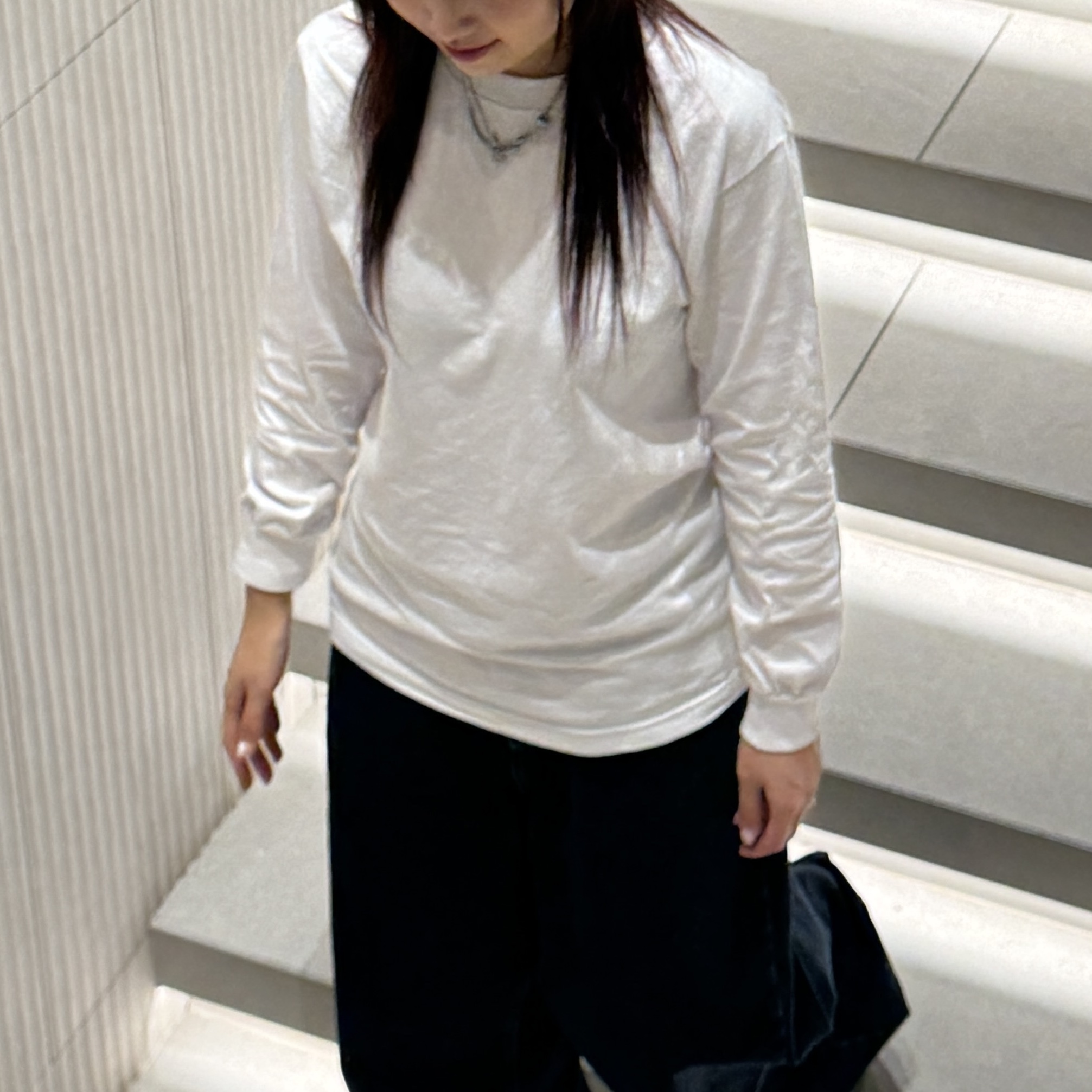 AAA Heavy Cotton 1304 Long Sleeve T-Shirt White Black (2Pack) 착용 스타일 - 1