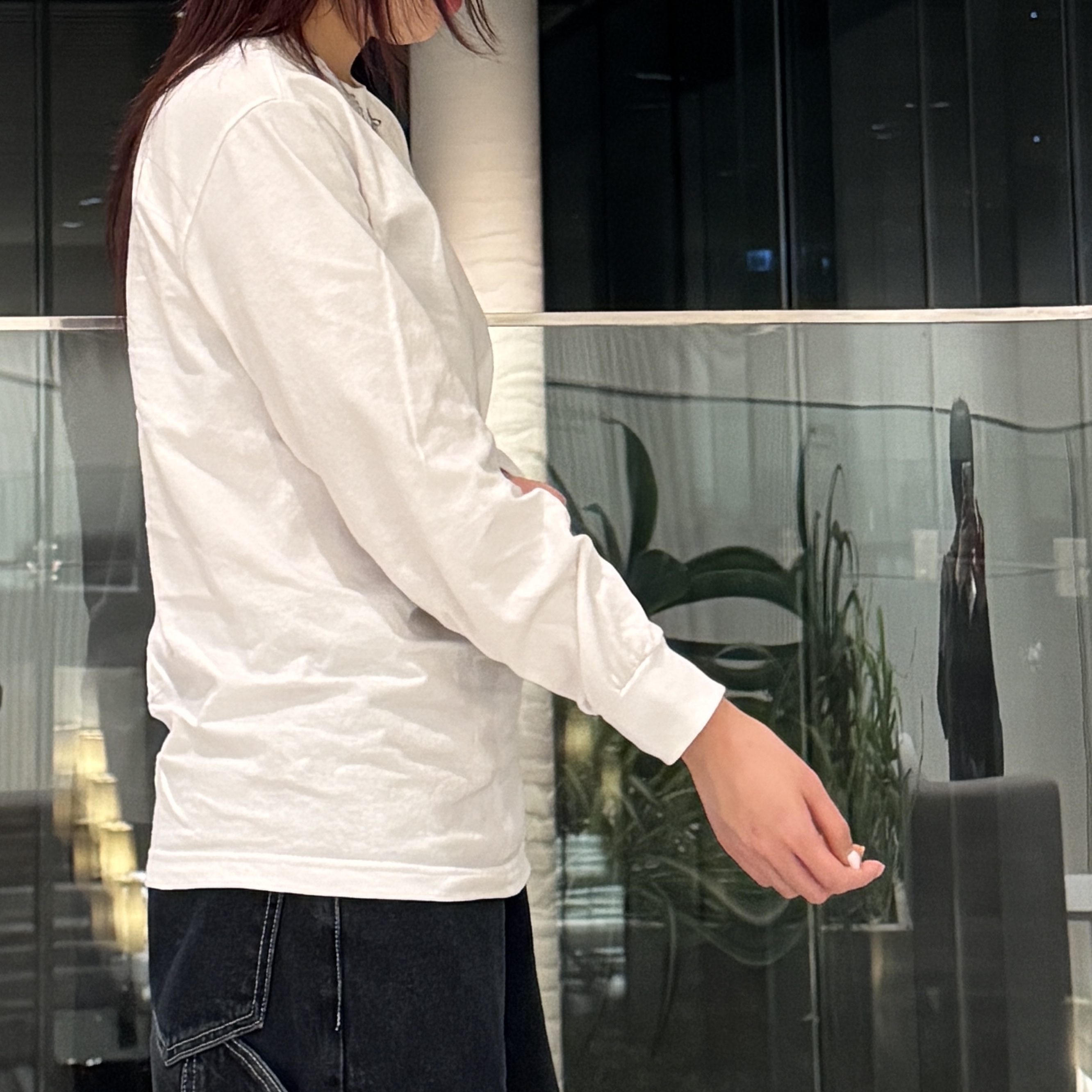 AAA Heavy Cotton 1304 Long Sleeve T-Shirt White Black (2Pack) 착용 스타일 - 3