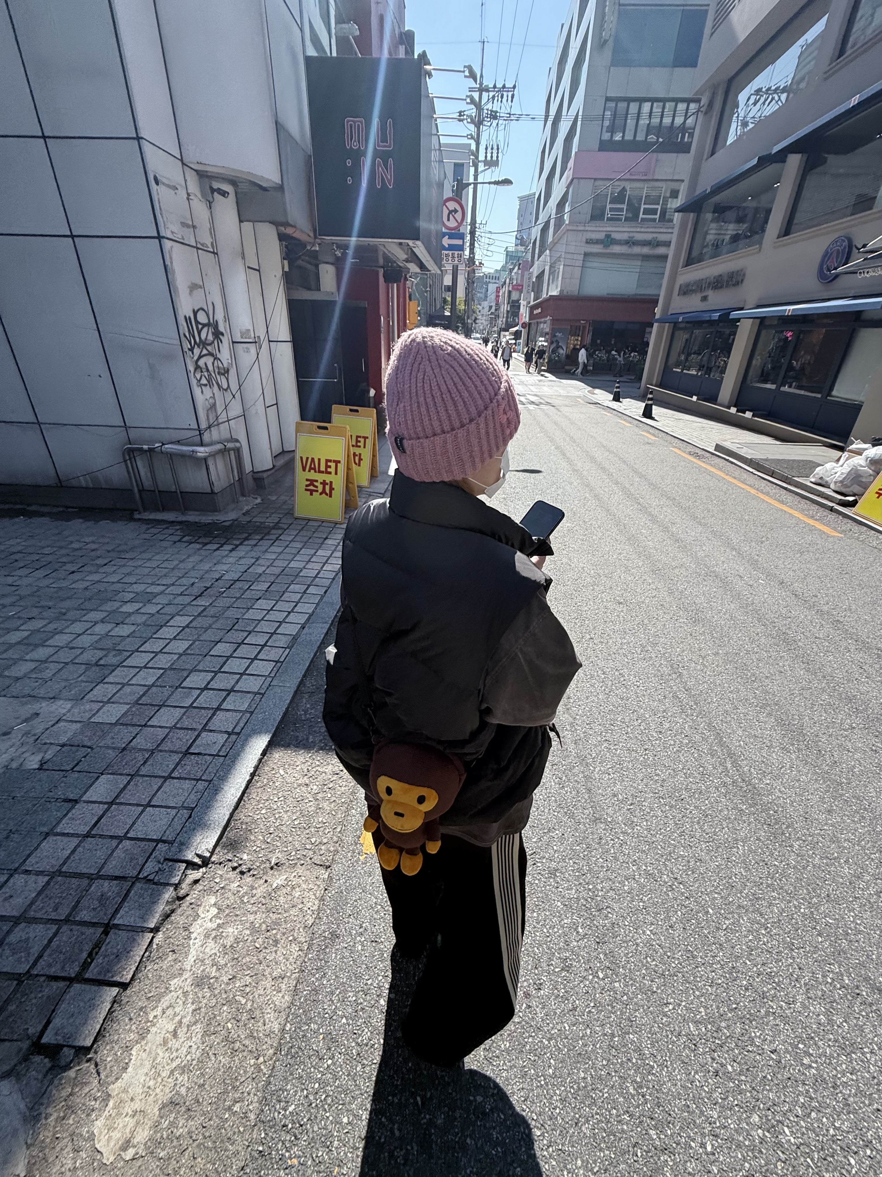 BAPE Baby Milo Plush Cross Bag Brown, Surgery Hand Stitch Embroidery Logo Beanie Pink 착용 스타일