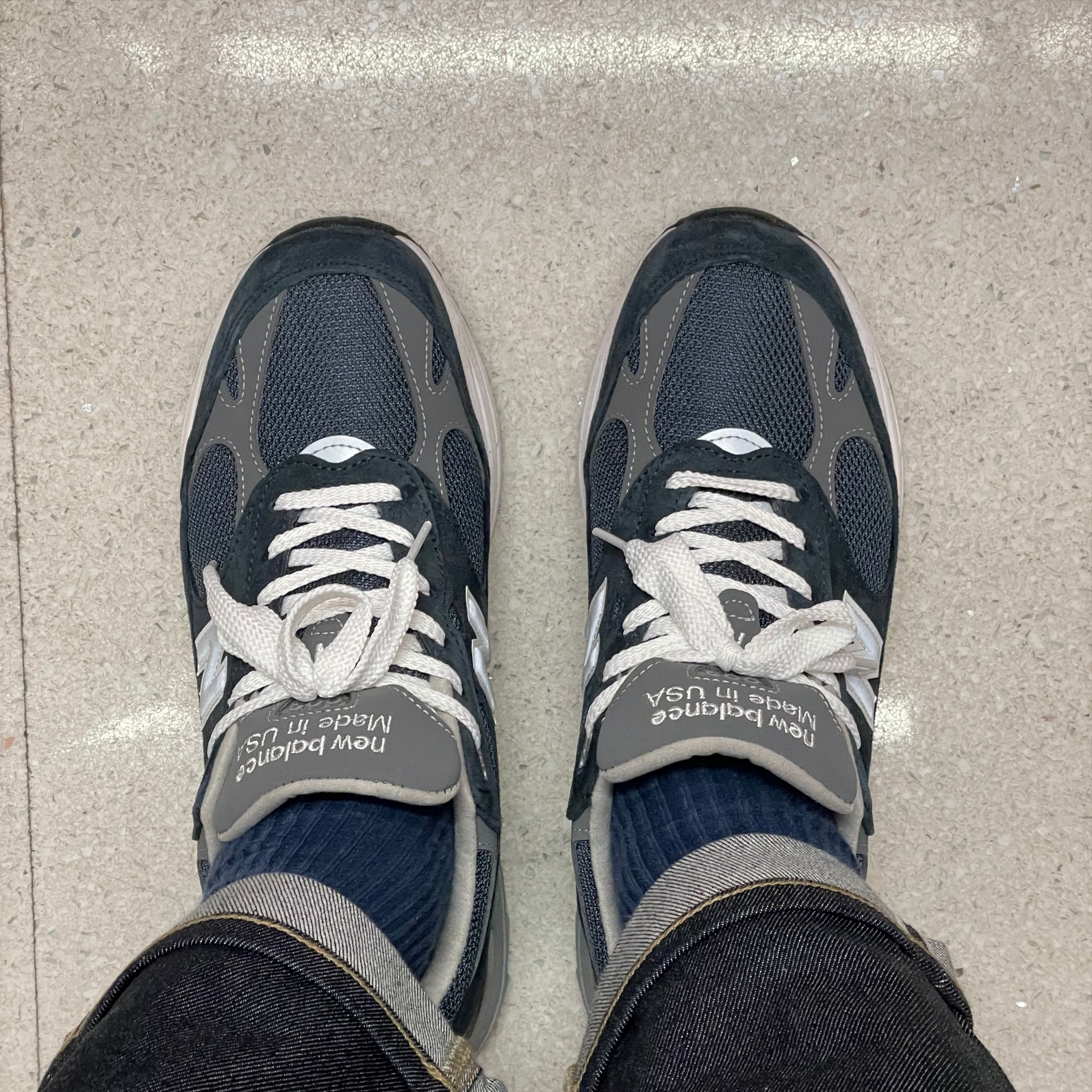 New Balance 993 Made in USA Navy - D Standard 착용 스타일