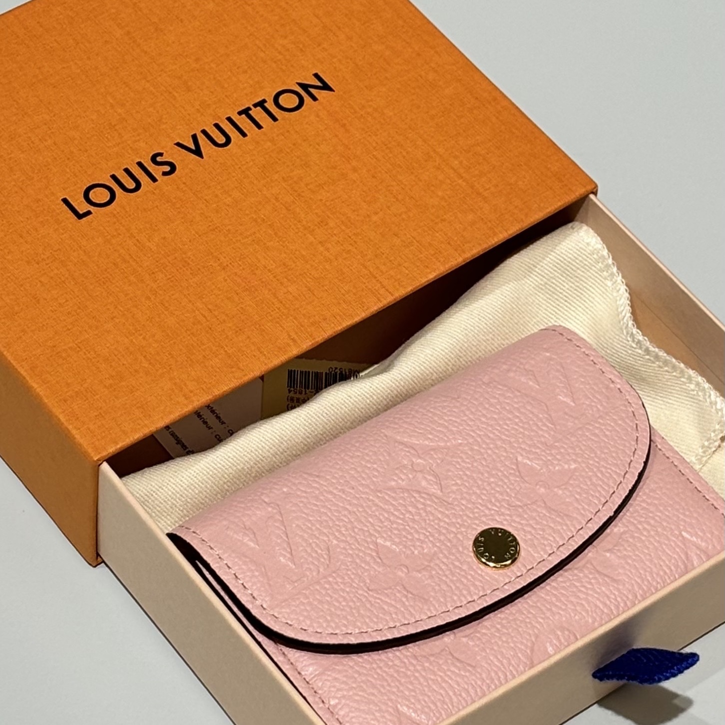 Louis Vuitton Rosalie Coin Purse Monogram Empreinte Rose Powder 착용 스타일