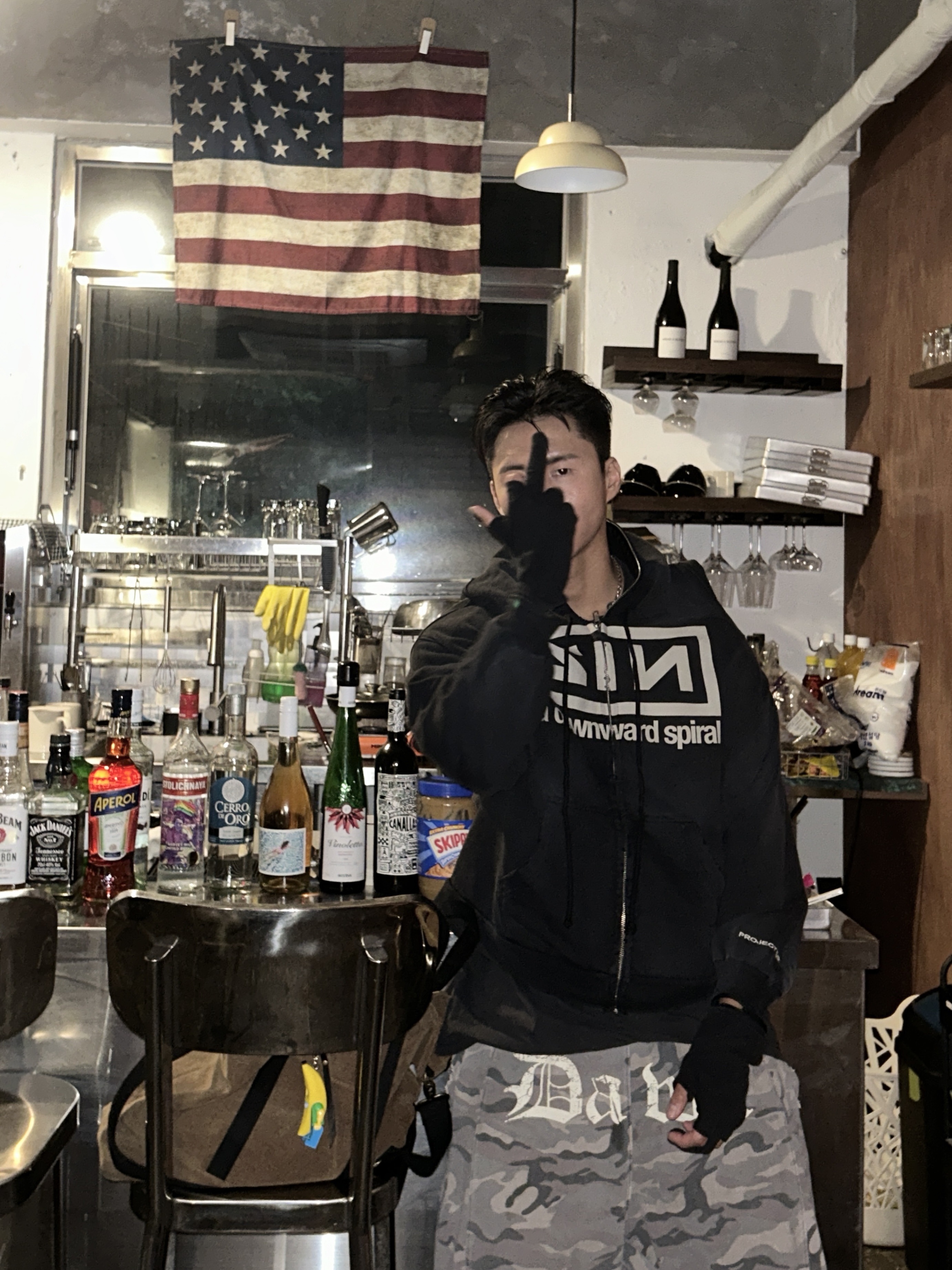 Project G/R Zygon Zip Hoodie Black 착용 스타일 - 1