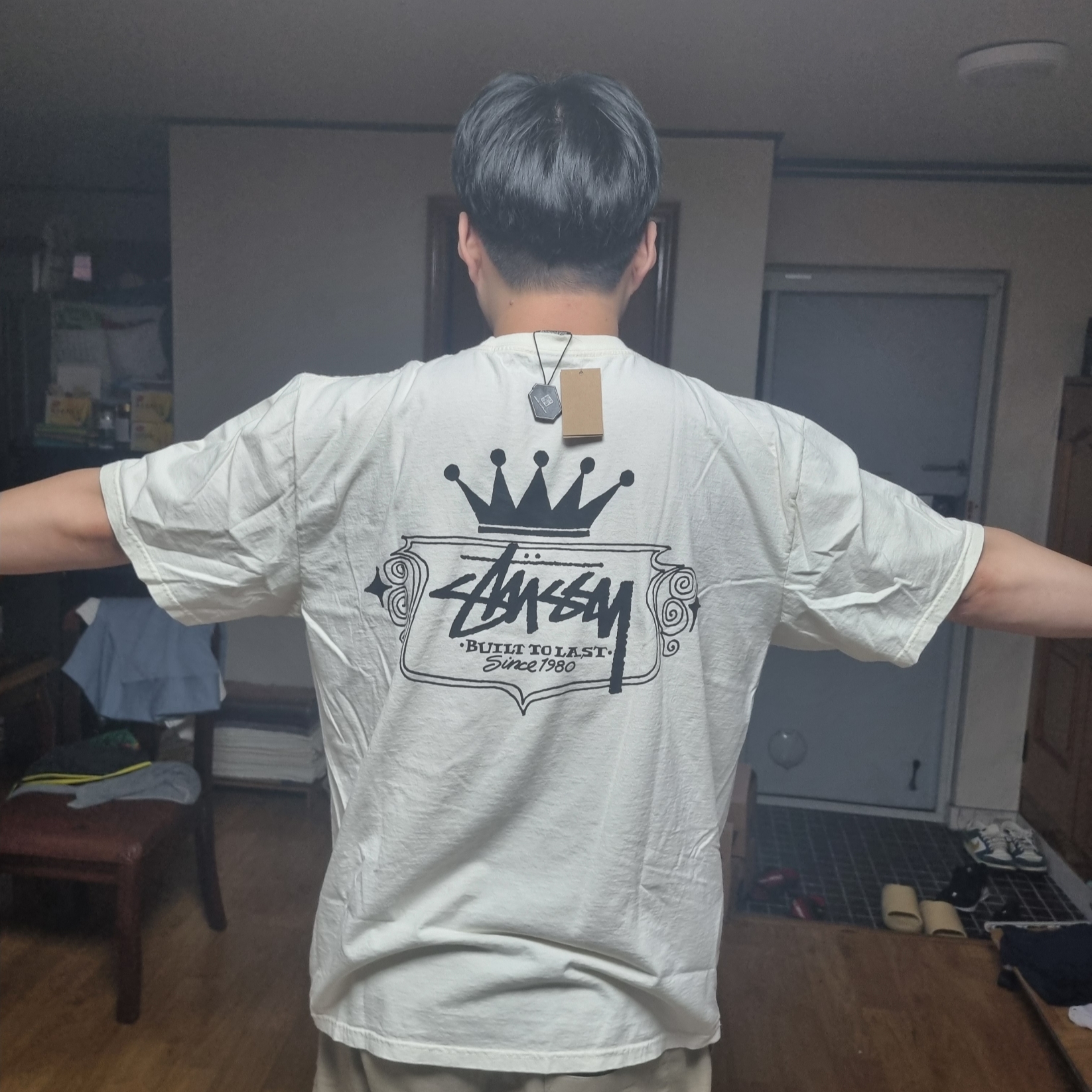 Stussy Built To Last Pigment Dyed T-Shirt Natural 착용 스타일