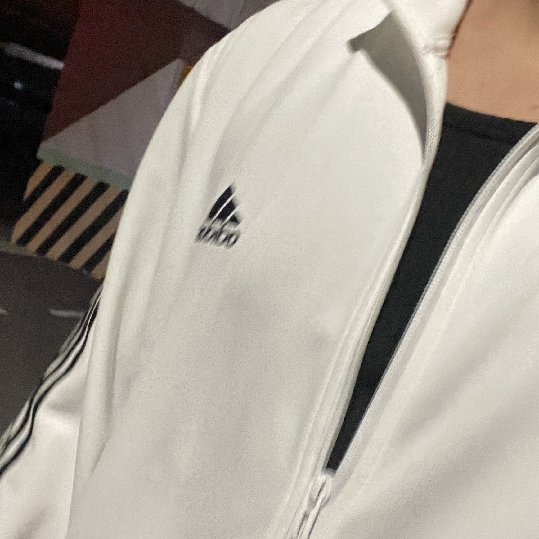Adidas 3S Regular Fit Double Knit Track Top White - KR Sizing 착용 스타일