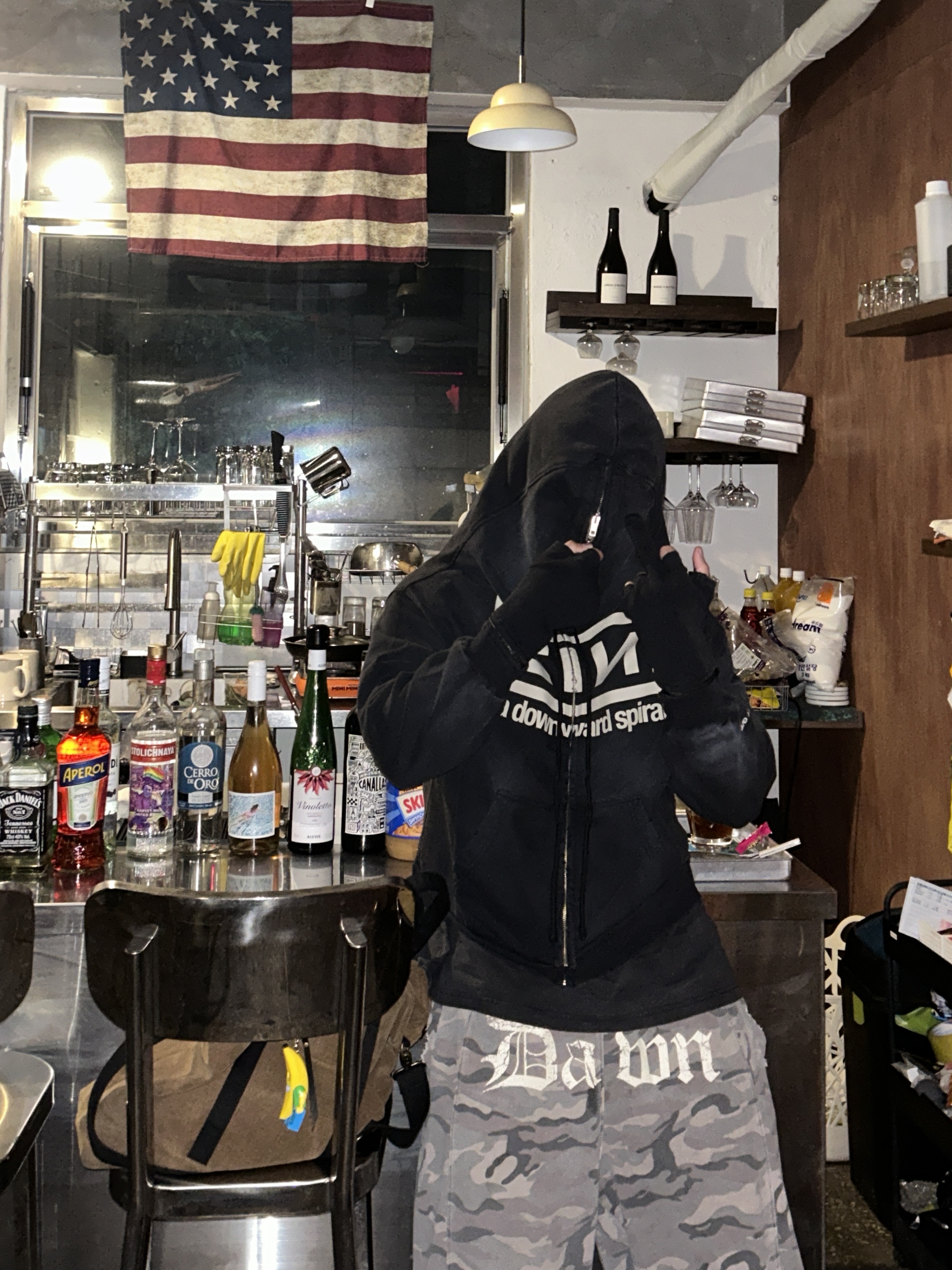 Project G/R Zygon Zip Hoodie Black 착용 스타일 - 2