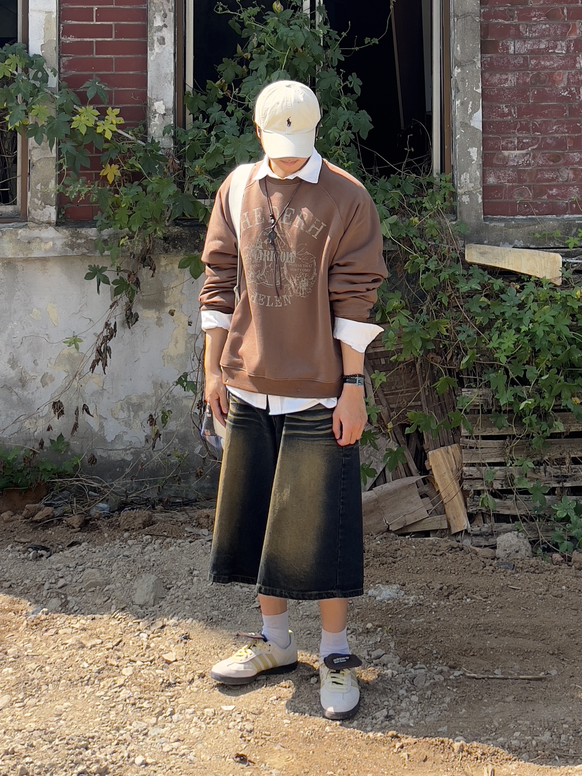 Adidas x Wales Bonner Samba Brown Ecru Tint 착용 스타일