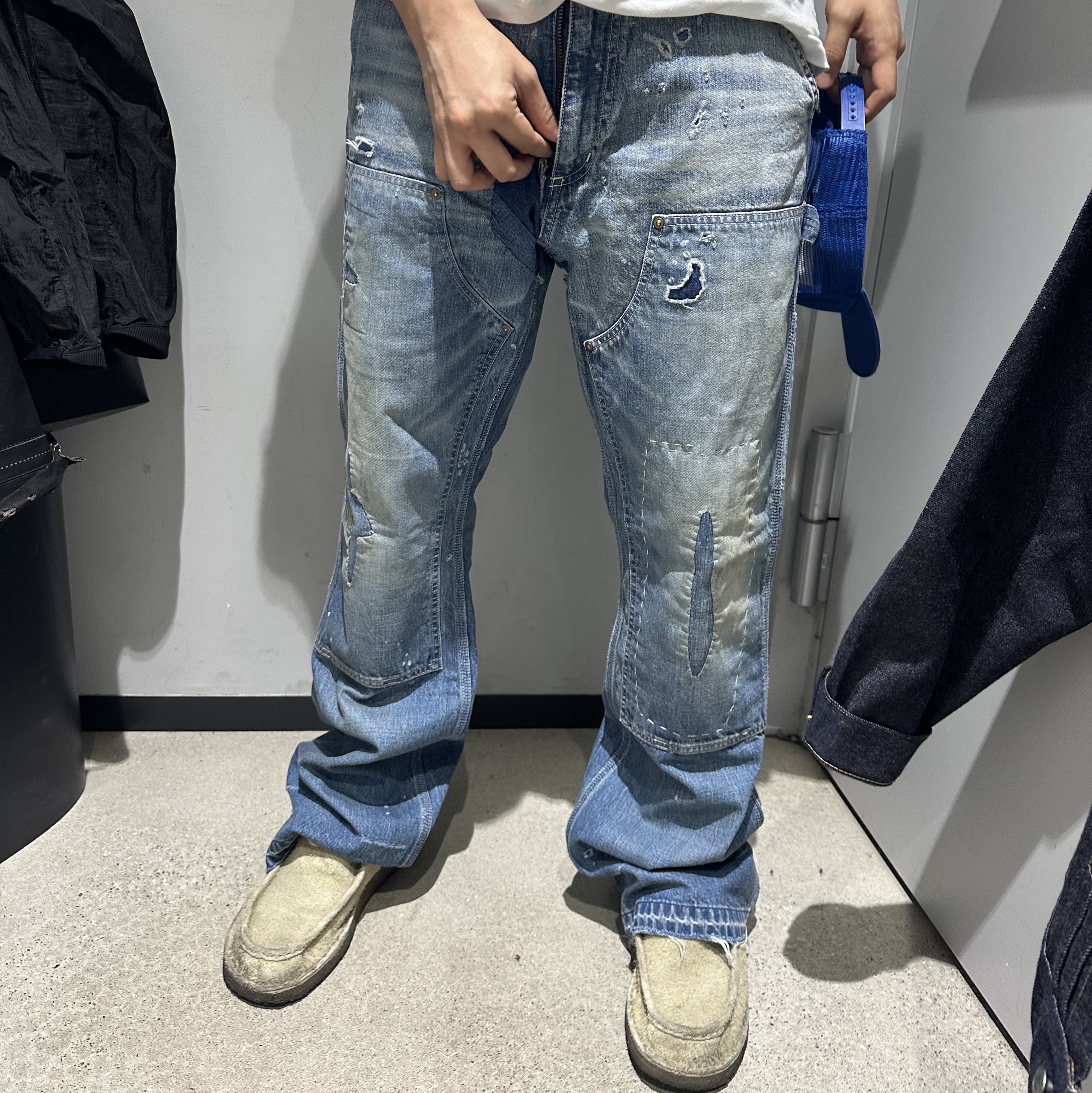 Saint Mxxxxxx Denim Double Knee Blue - 24AW 착용 스타일 - 1