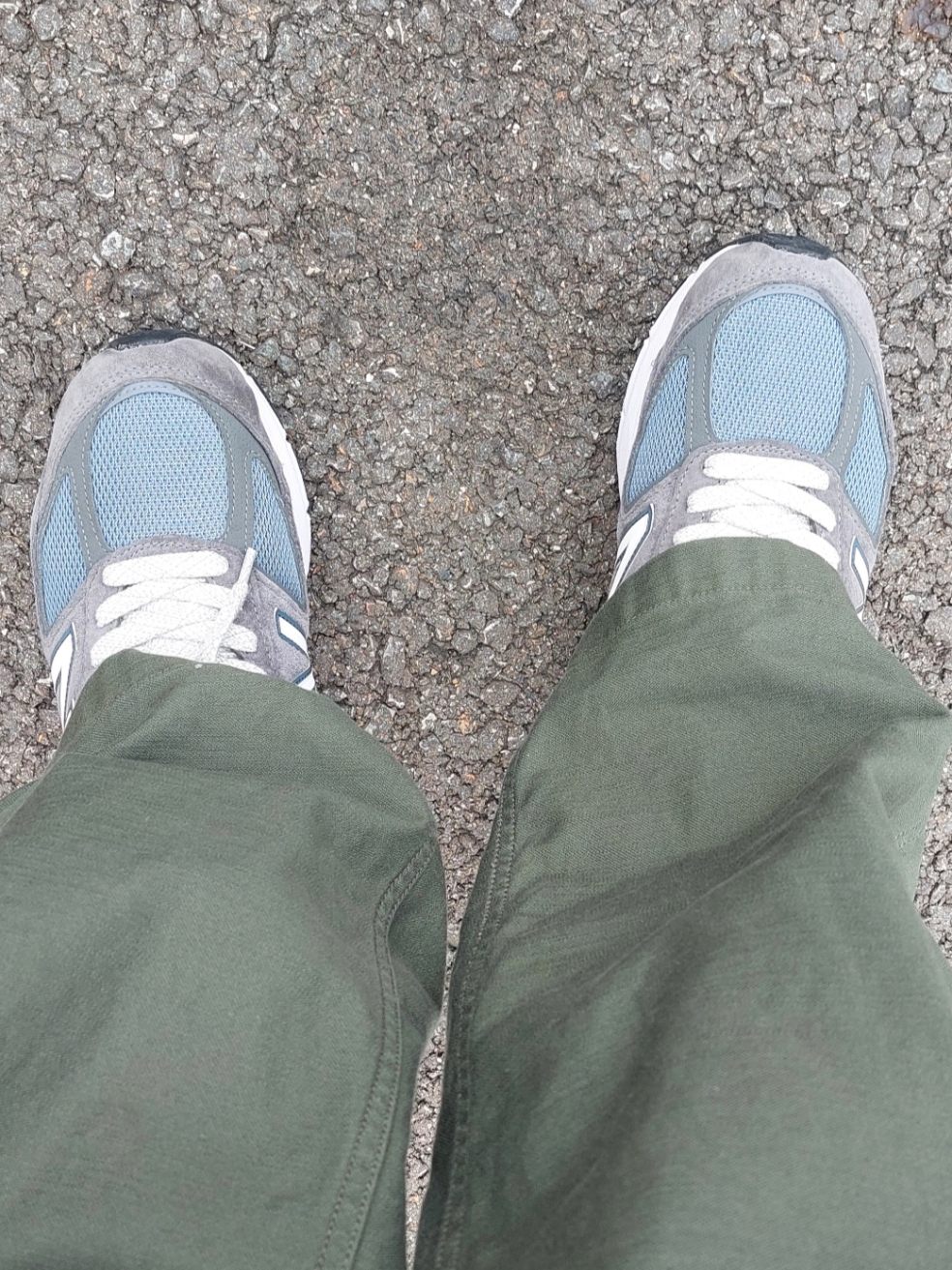 New Balance x SSZ x AH 990v5 Made in USA Steel Blue 착용 스타일
