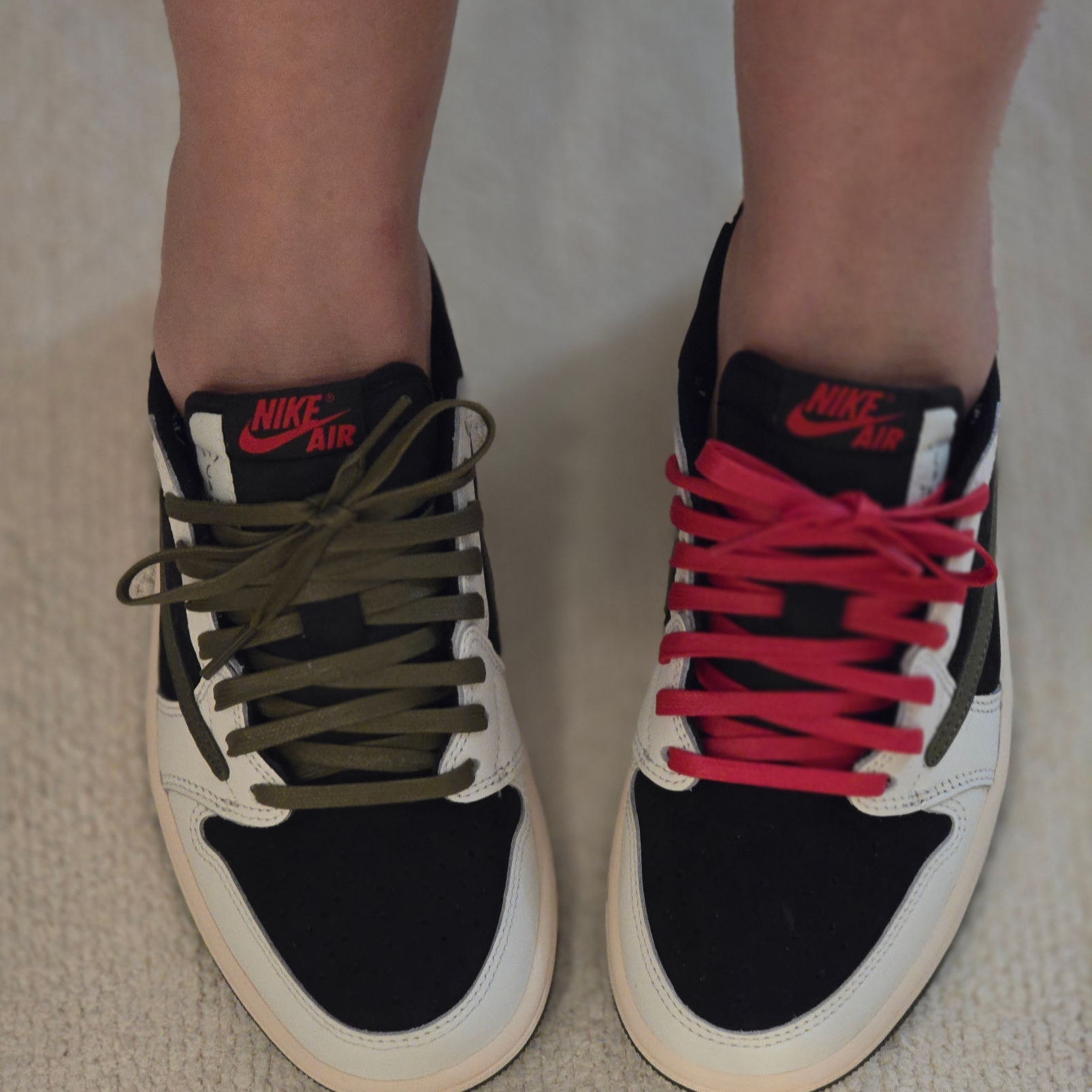 (W) Jordan 1 x Travis Scott Retro Low OG SP Medium Olive 착용 스타일 - 1