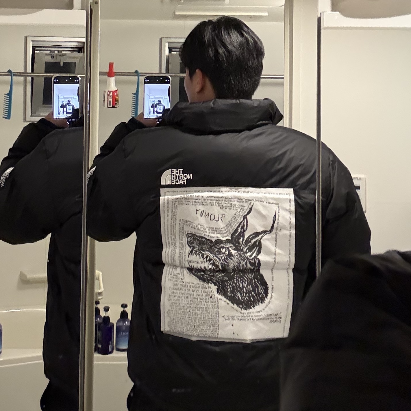 Supreme x The North Face Nuptse Jacket Black - 24FW 착용 스타일