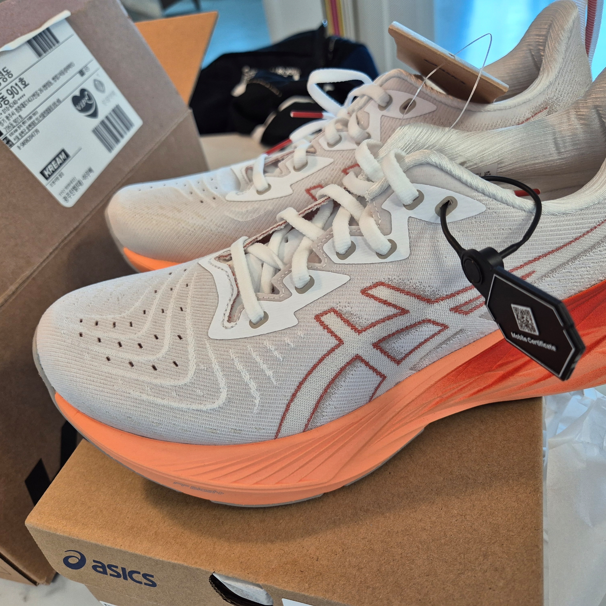 Asics Novablast 4 White Moonrock 착용 스타일 - 1