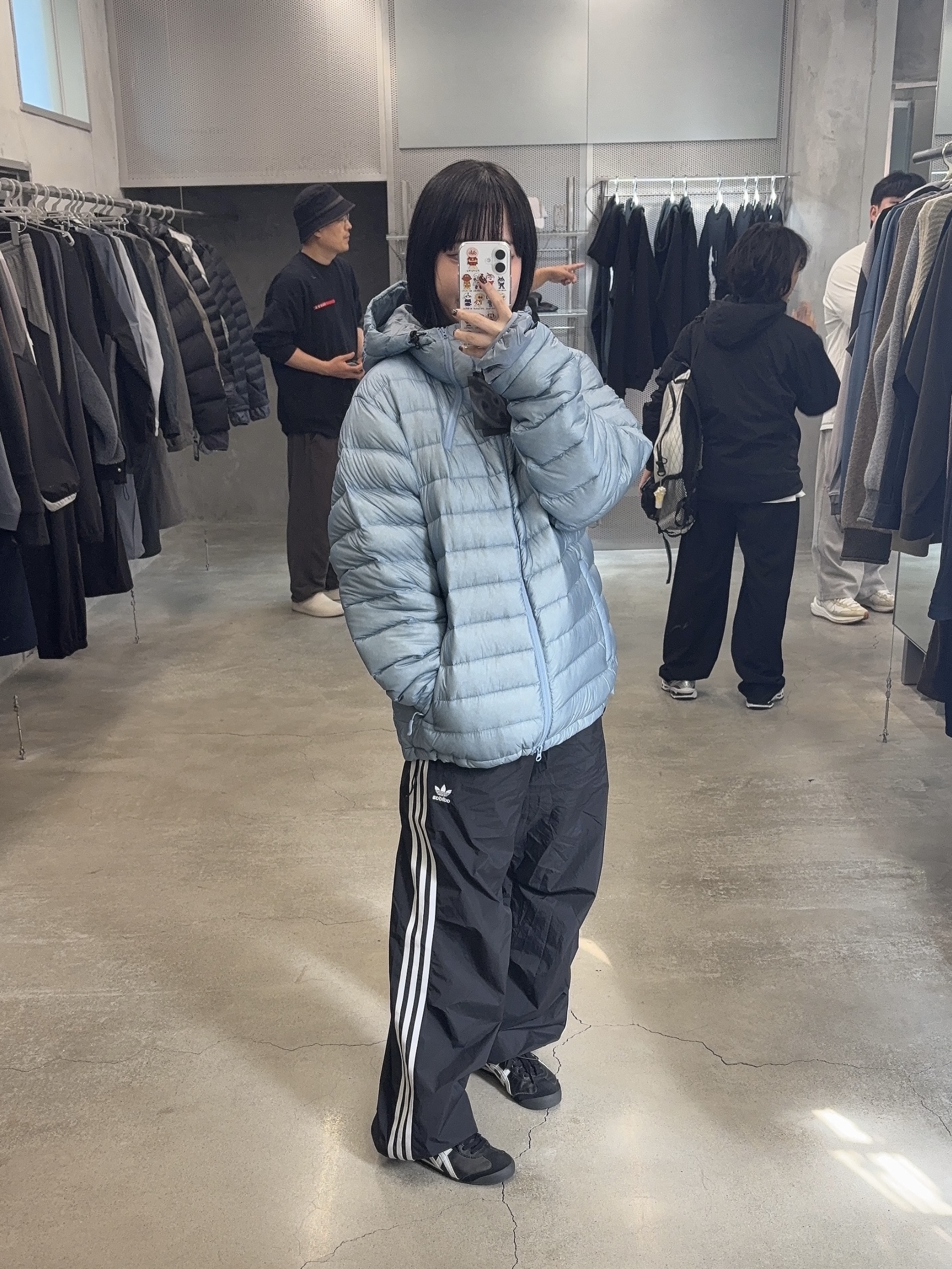 Sansan Gear Suffix Puffer Jacket Sky Blue - 24FW 착용 스타일 - 1