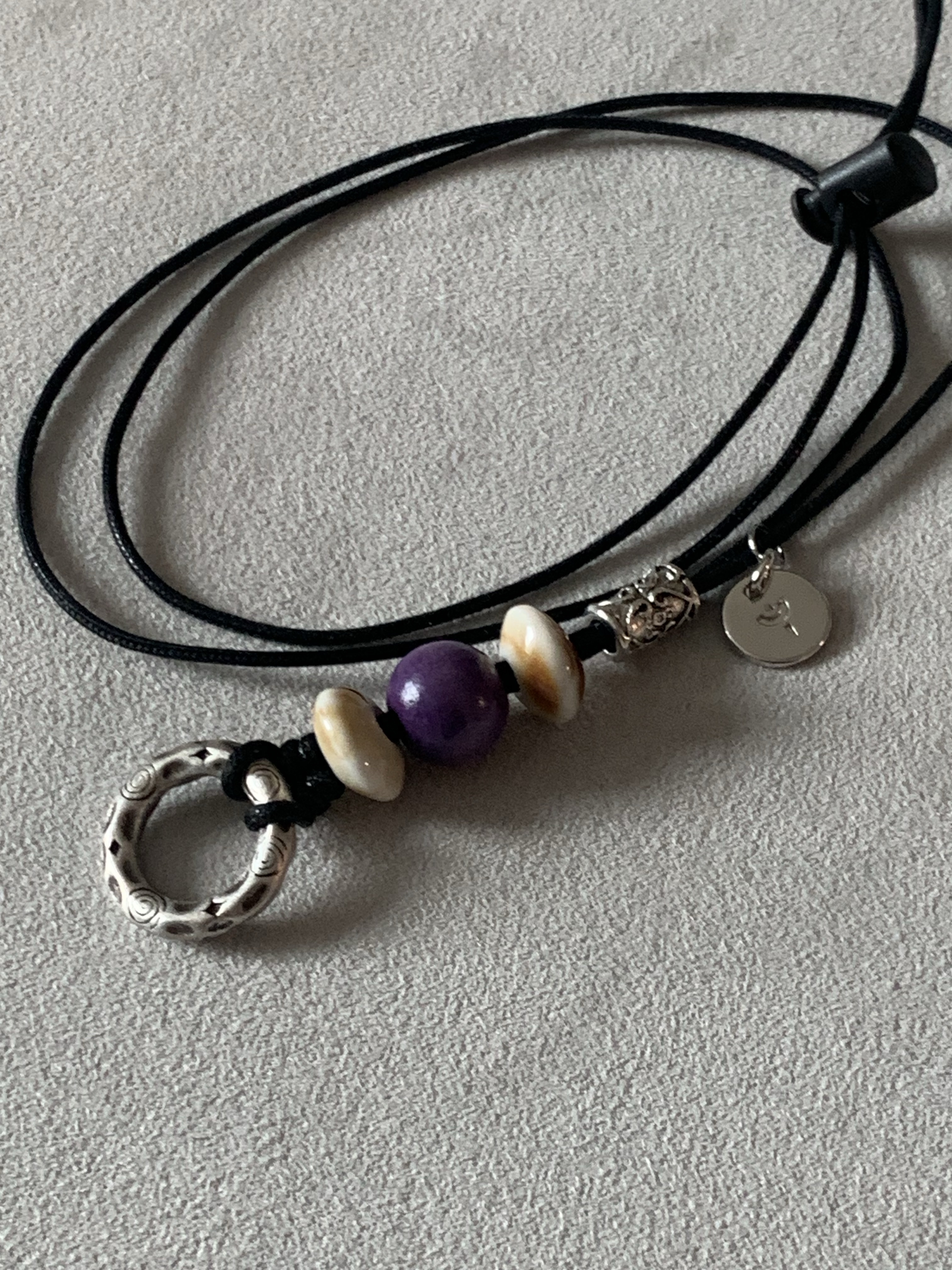YOUCHE AR O-Ring Necklace 001 Purple 착용 스타일