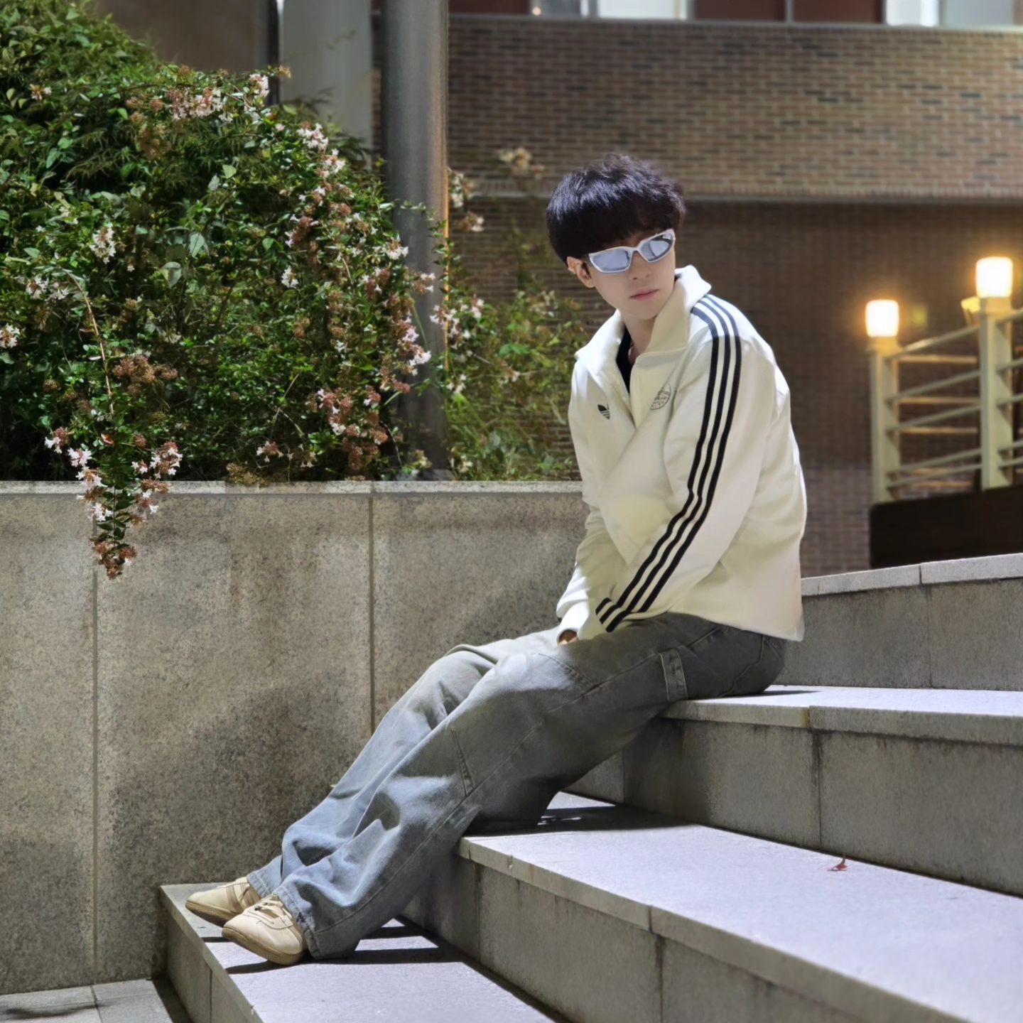 Adidas German Beckenbauer Track Top Off White - KR Sizing, Adidas German Beckenbauer Track Top Off White - US Sizing 착용 스타일 - 6
