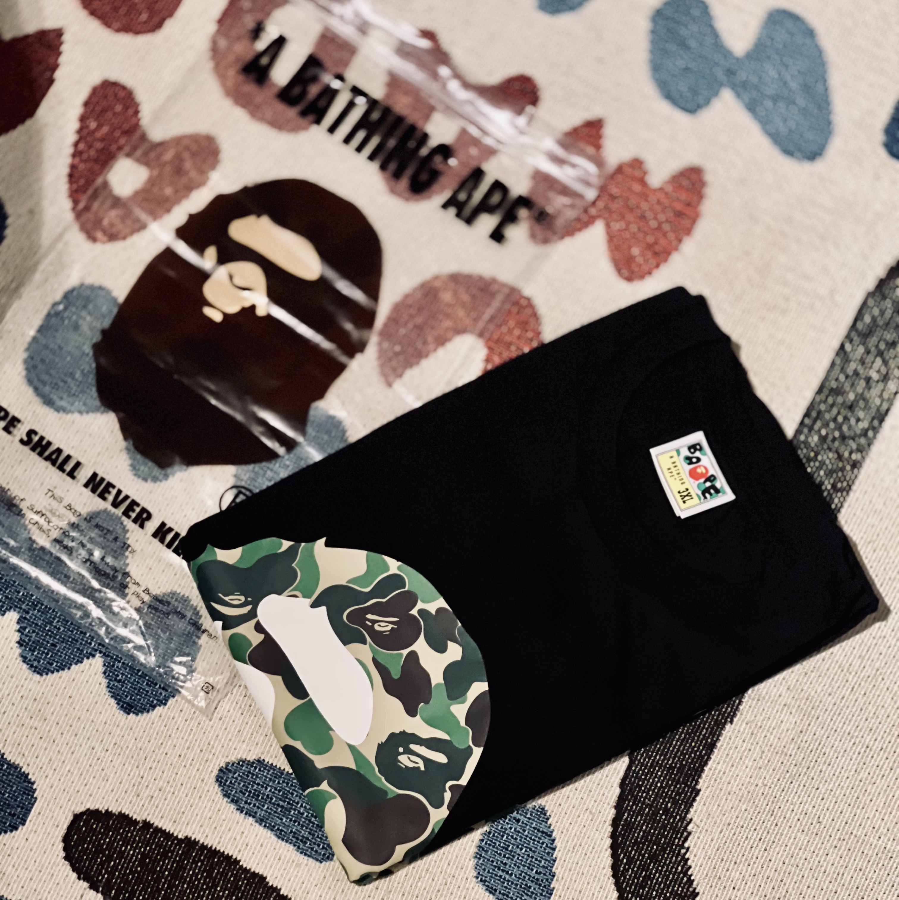 BAPE 1st Camo By Bathing Ape T-Shirt Black Green 착용 스타일