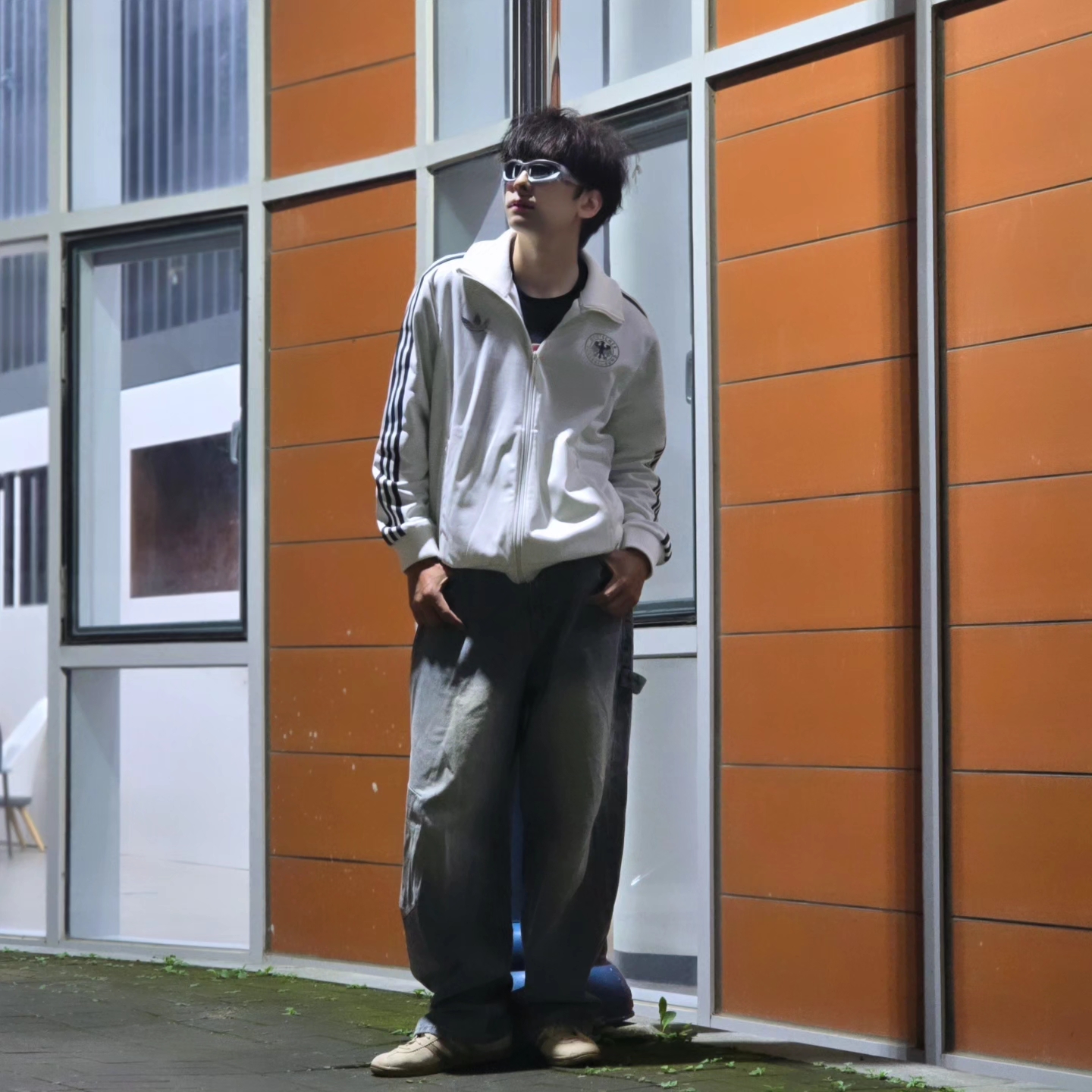 Adidas German Beckenbauer Track Top Off White - KR Sizing, Adidas German Beckenbauer Track Top Off White - US Sizing 착용 스타일 - 1