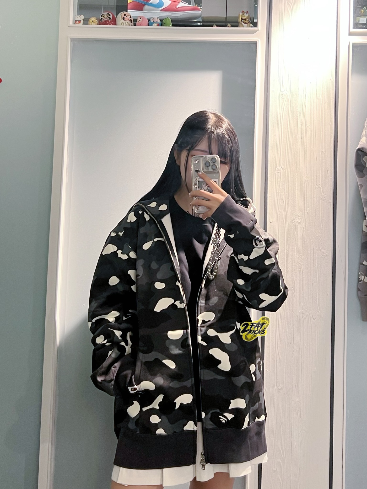 BAPE City Camo Shark Full Zip Hoodie Black, BAPE City Camo Shark Full Zip Hoodie Grey 착용 스타일 - 6