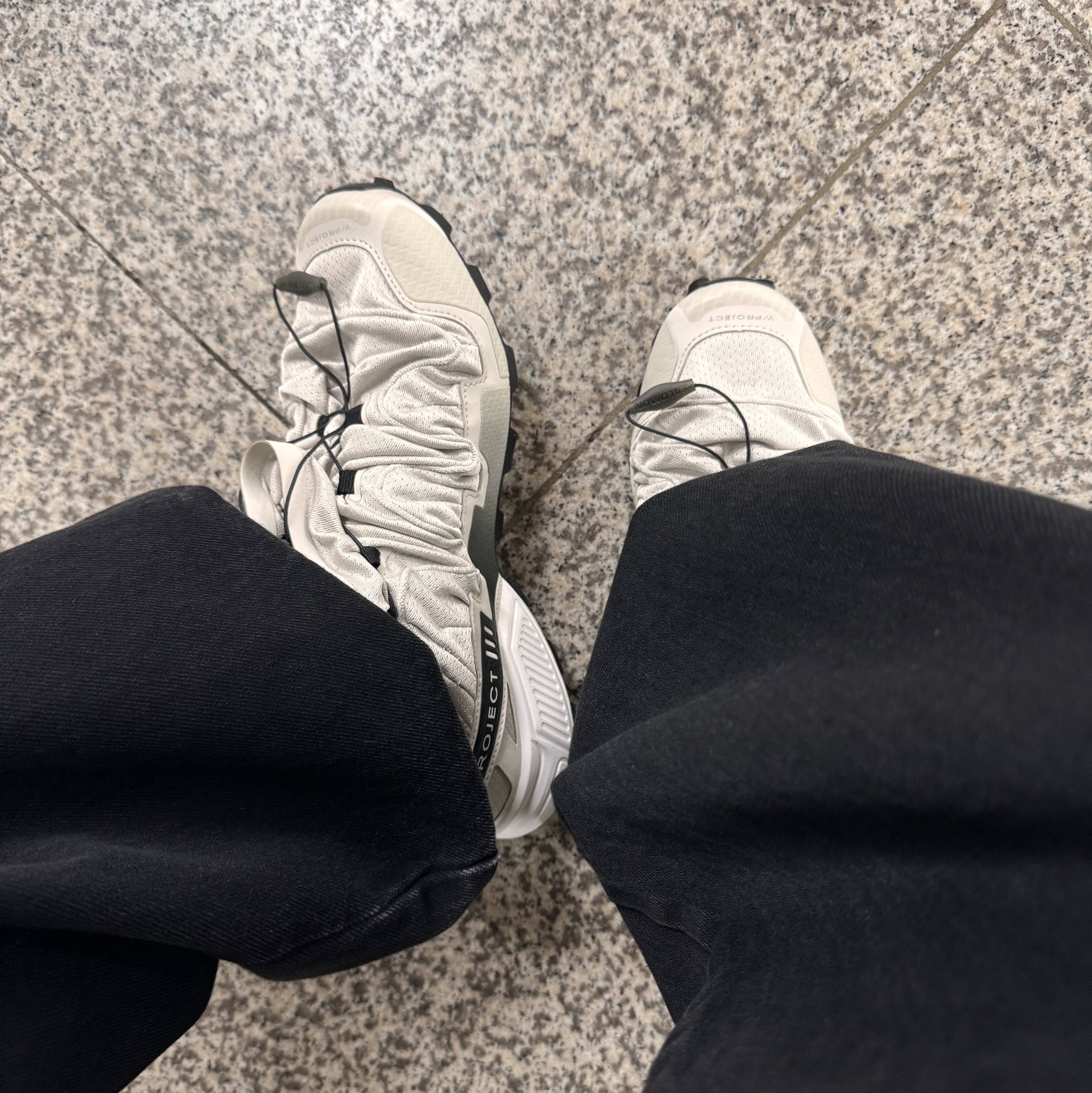 Salomon x Y/Project Speedcross 3 Dawn Blue Black, Wooyoungmi Cargo Denim Pants Black - 23FW 착용 스타일 - 2
