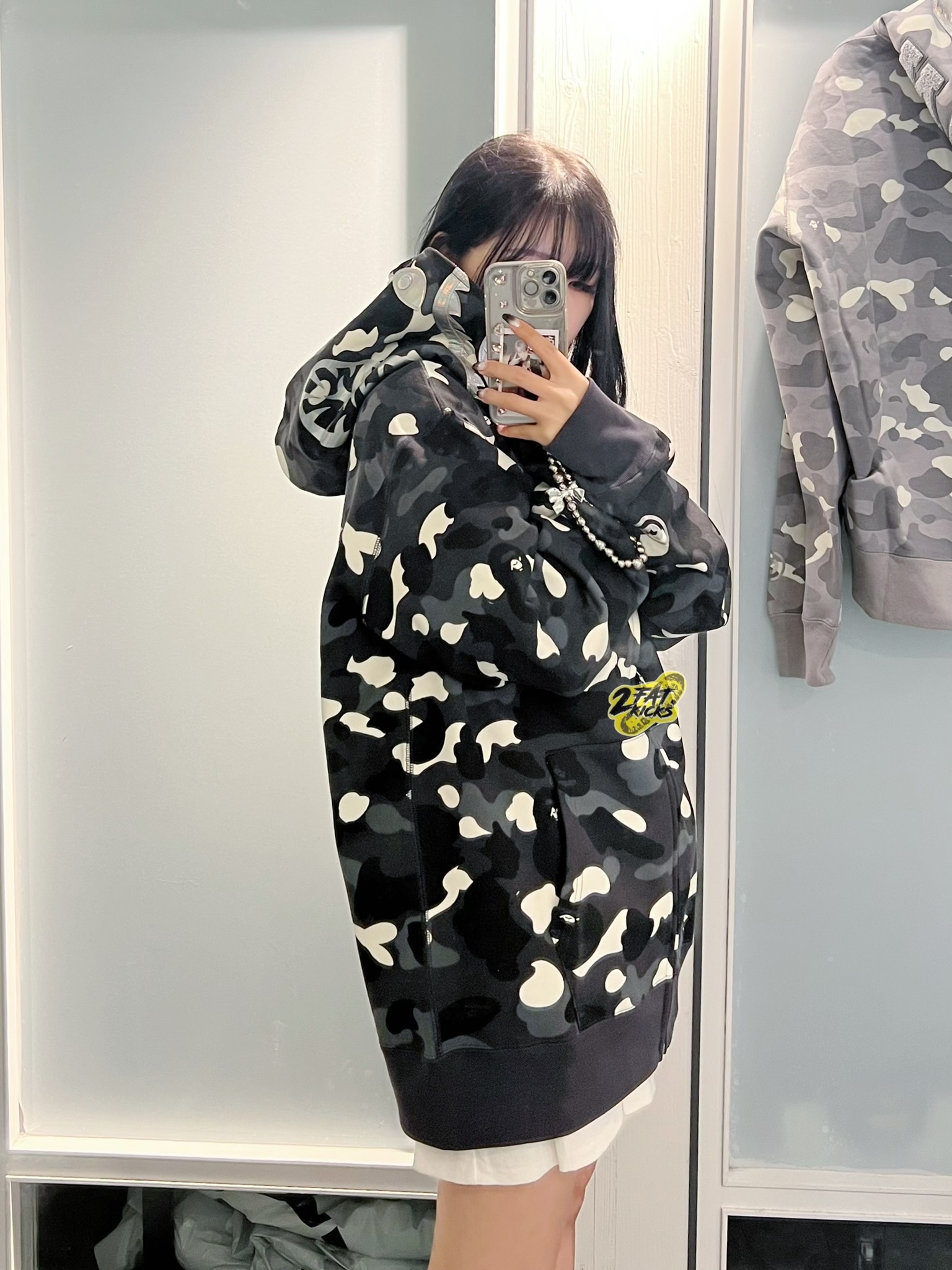 BAPE City Camo Shark Full Zip Hoodie Black, BAPE City Camo Shark Full Zip Hoodie Grey 착용 스타일 - 9