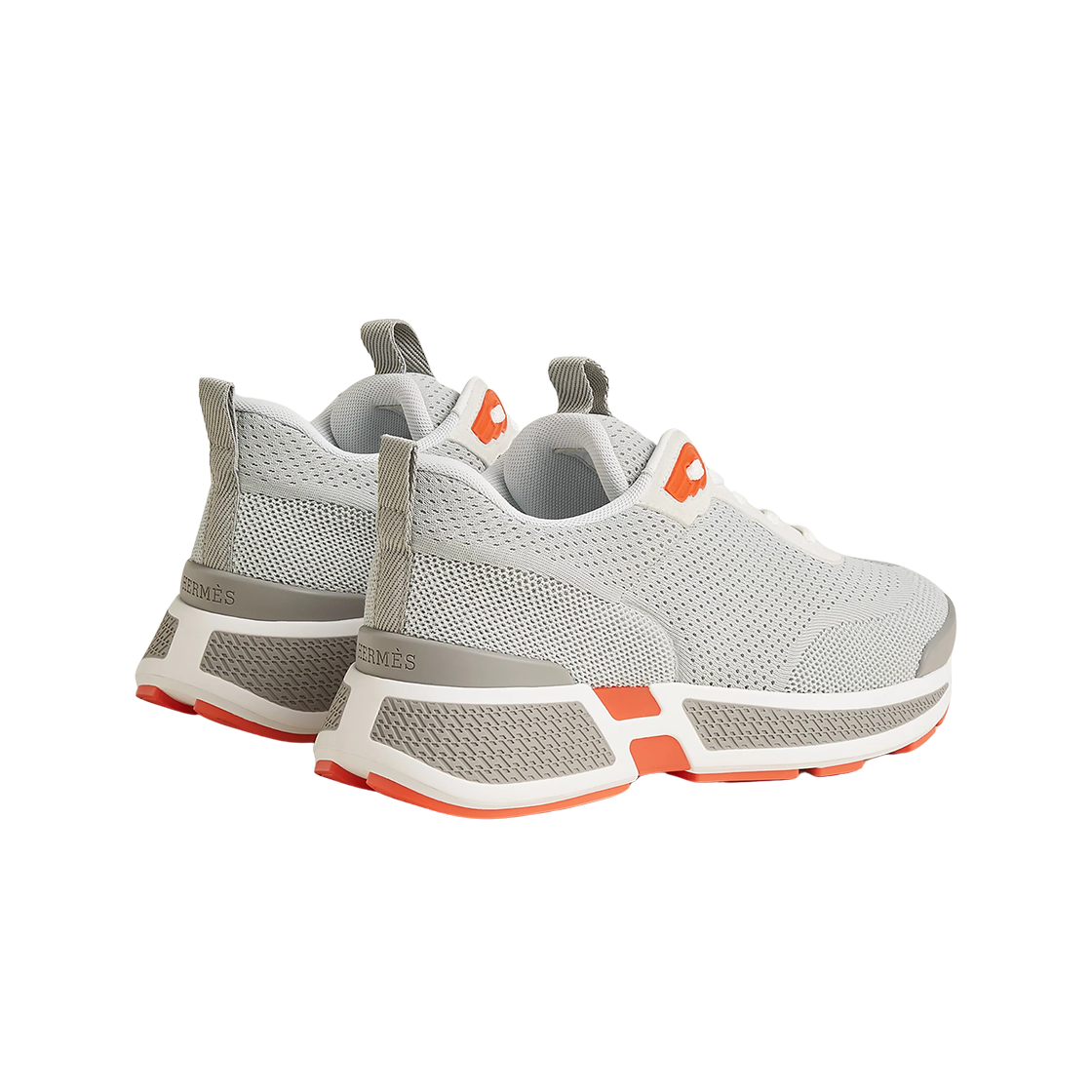 (W) 에르메스 히어로 스니커즈 테크니컬 니트 스웨이드 고트스킨 & 그리 떵뻬렁스 블랑((W) Hermes Heros Sneakers Technical Knit Suede Goatskin & Gris Temperance Blanc) - 2