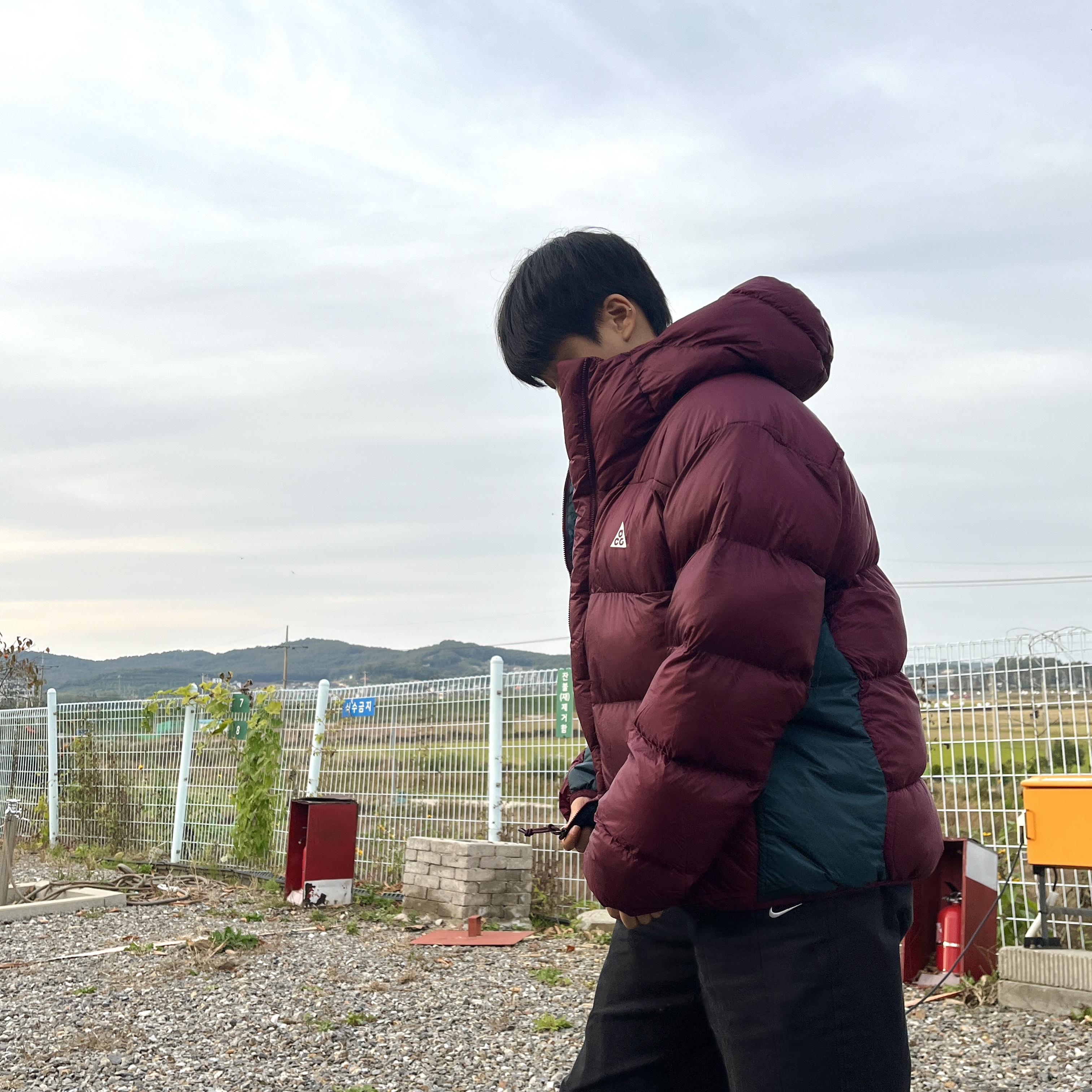 Nike ACG Therma-Fit ADV Lunar Lake Puffer Jacket Night Maroon - Asia 착용 스타일 - 1