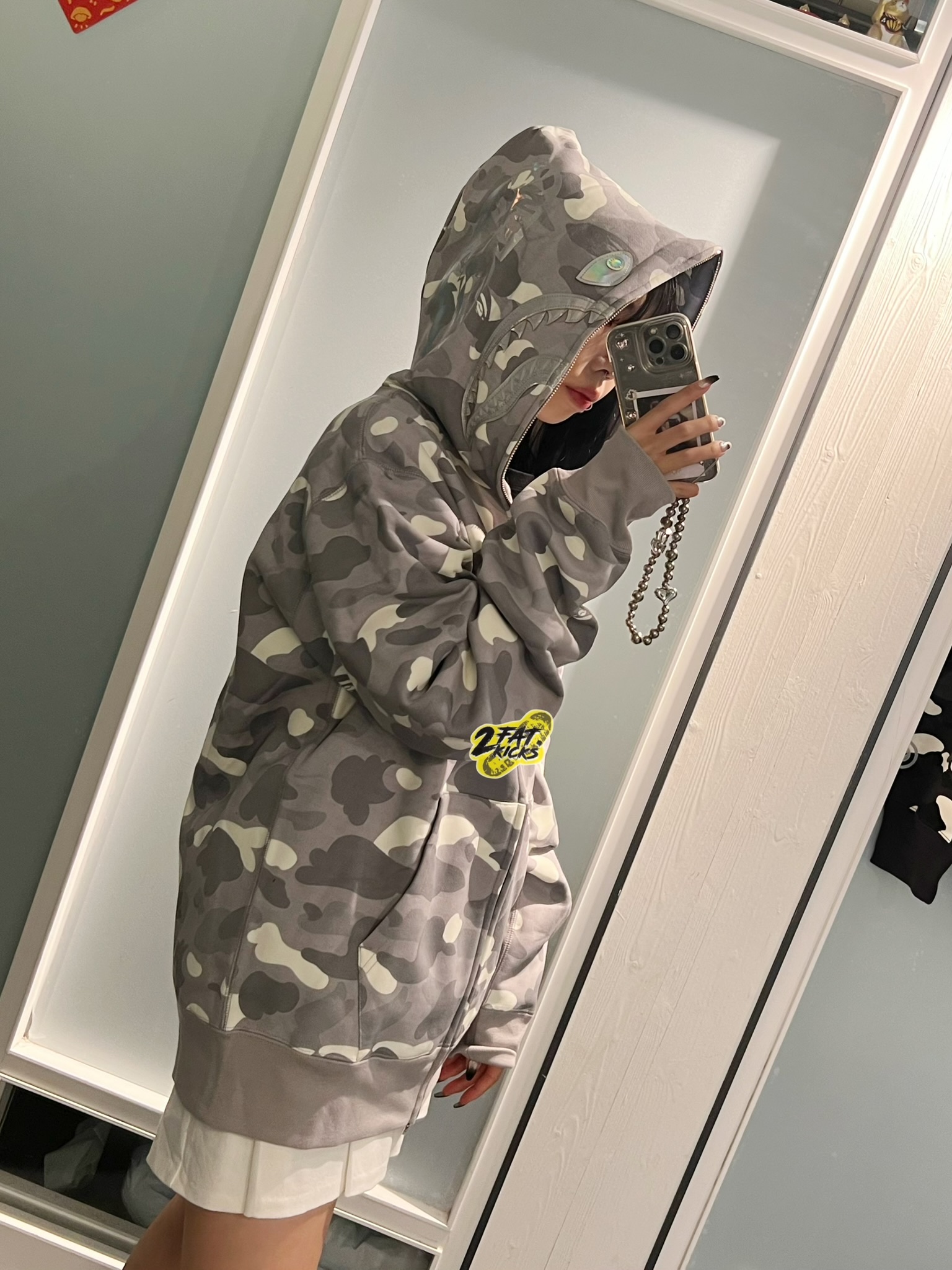 BAPE City Camo Shark Full Zip Hoodie Black, BAPE City Camo Shark Full Zip Hoodie Grey 착용 스타일 - 4