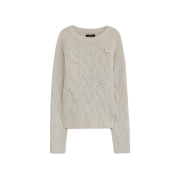 Diagonal Cable Applique Knit Ivory