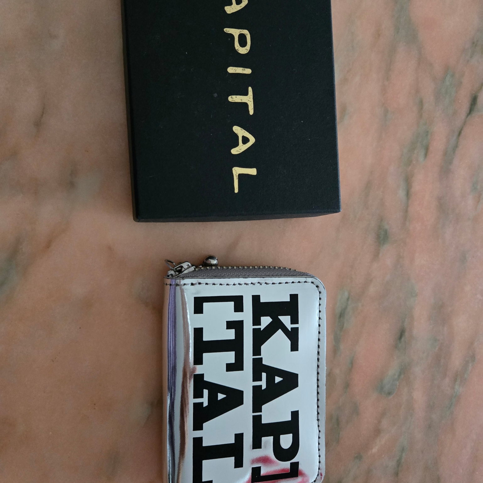 Kapital Thumbs Up Mirror Leather Mini Wallet Black 착용 스타일