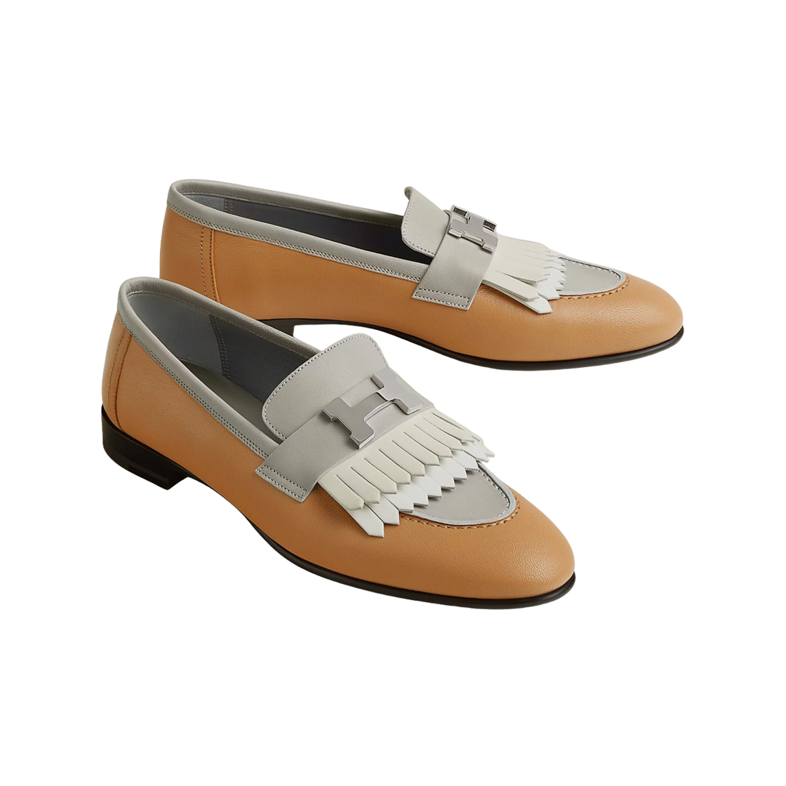 (W) 에르메스 로얄 로퍼 고트스킨 & 팔라듐 하드웨어 멀티꼴로르 베쥬 알비노((W) Hermes Royal Loafers Goatskin & Palladium Multicolore Beige Albinos) - 2