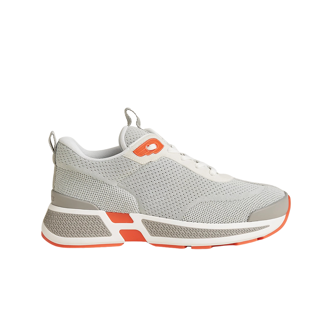 H232103ZAR (W) Hermes Heros Sneakers Technical Knit Suede Goatskin & Gris Temperance Blanc