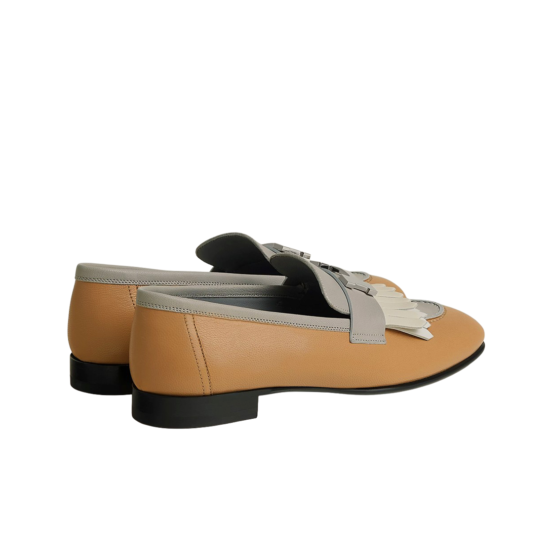 (W) 에르메스 로얄 로퍼 고트스킨 & 팔라듐 하드웨어 멀티꼴로르 베쥬 알비노((W) Hermes Royal Loafers Goatskin & Palladium Multicolore Beige Albinos) - 3