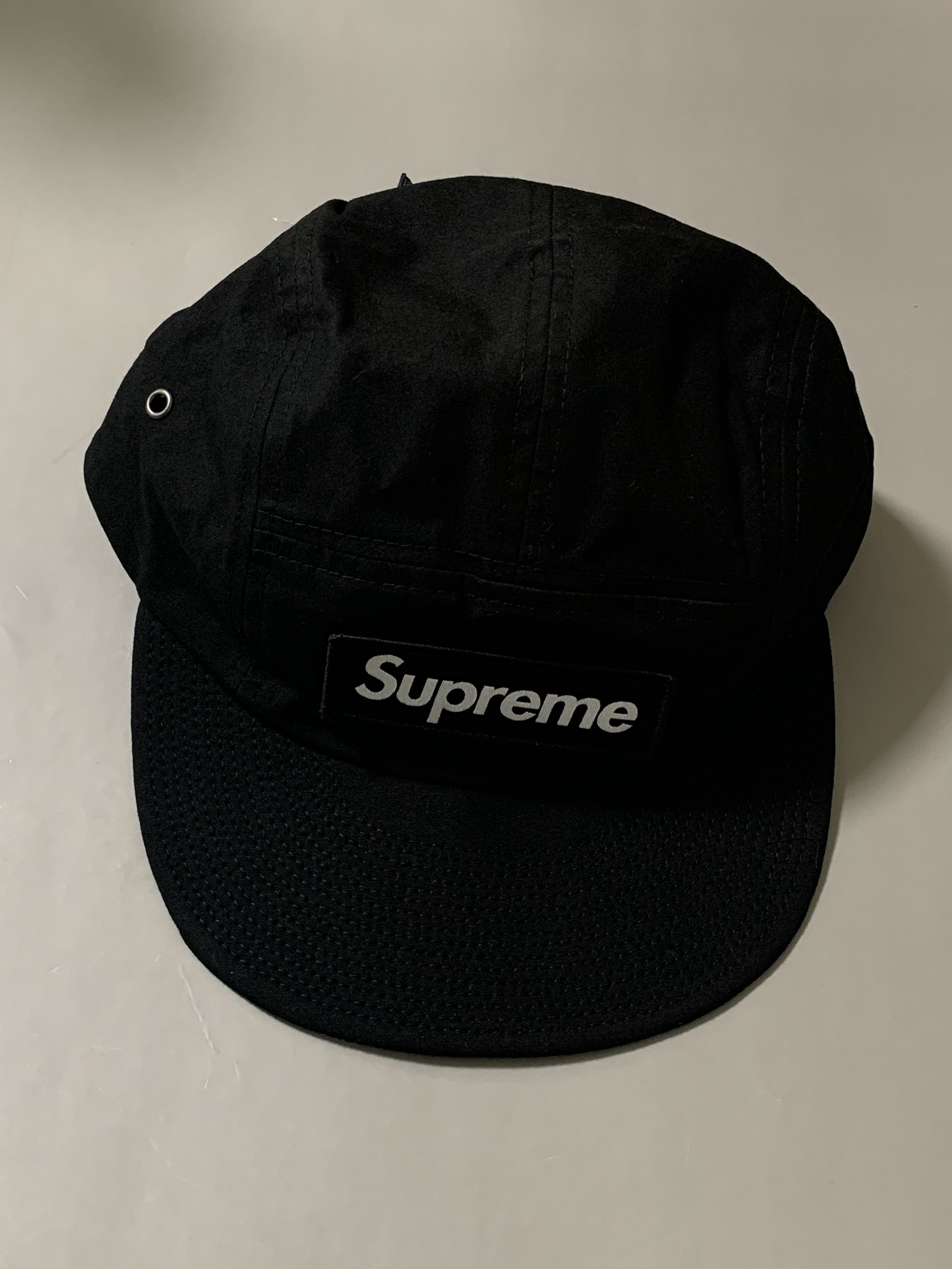 Supreme Waxed Cotton Camp Cap Black - 23FW 착용 스타일 - 2