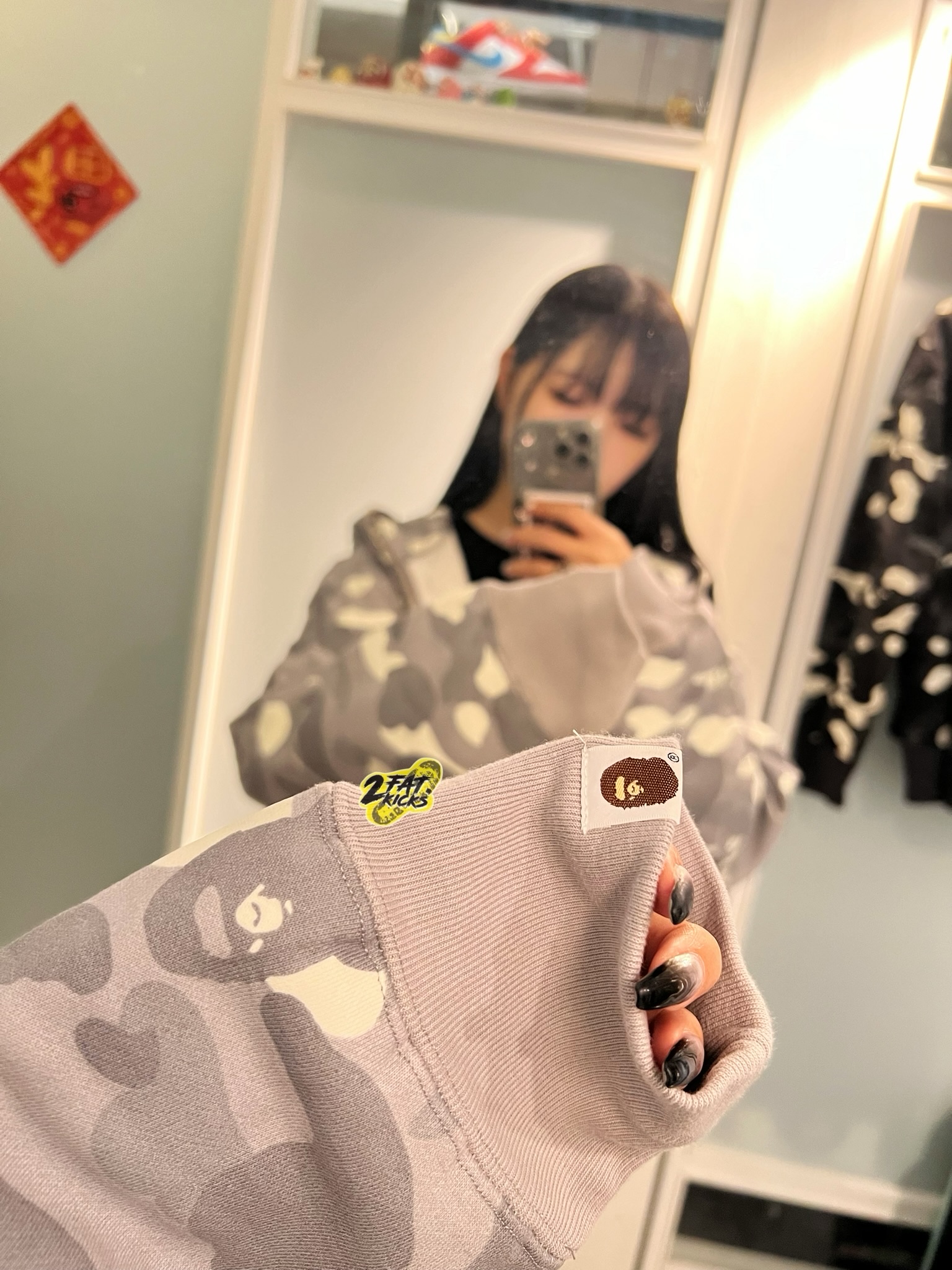 BAPE City Camo Shark Full Zip Hoodie Black, BAPE City Camo Shark Full Zip Hoodie Grey 착용 스타일 - 5