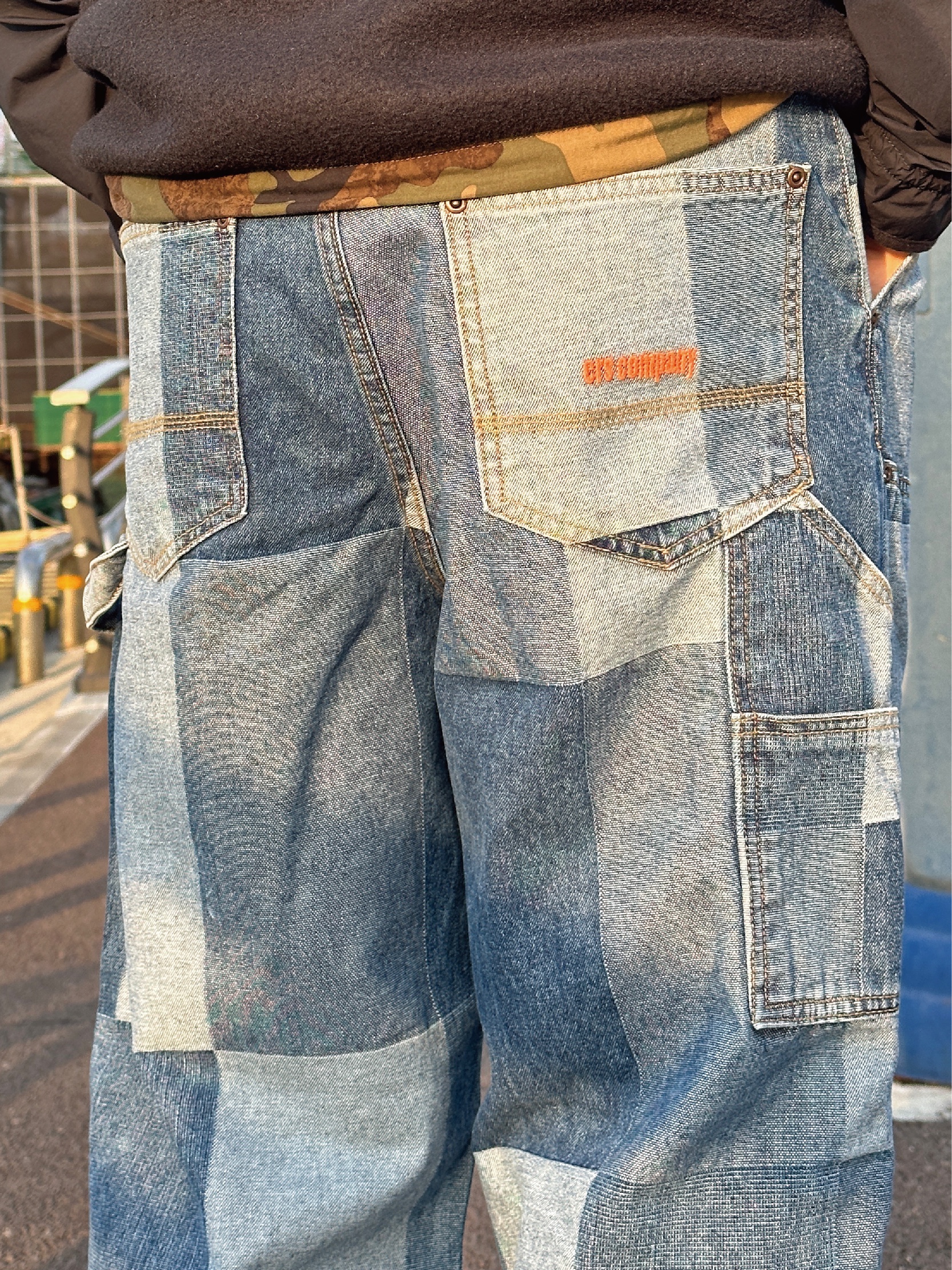 ersco Jacquard Patchwork Double Knee Pants Blue, New Balance x Aime Leon Dore 550 Navy Red 착용 스타일 - 3