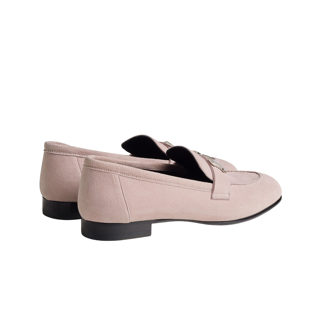(W) 에르메스 파리 로퍼 스웨이드 고트스킨 & 팔라듐 하드웨어 로즈 포슬렌((W) Hermes Paris Loafers Suede Goatskin & Palladium Rose Porcelaine) - 2
