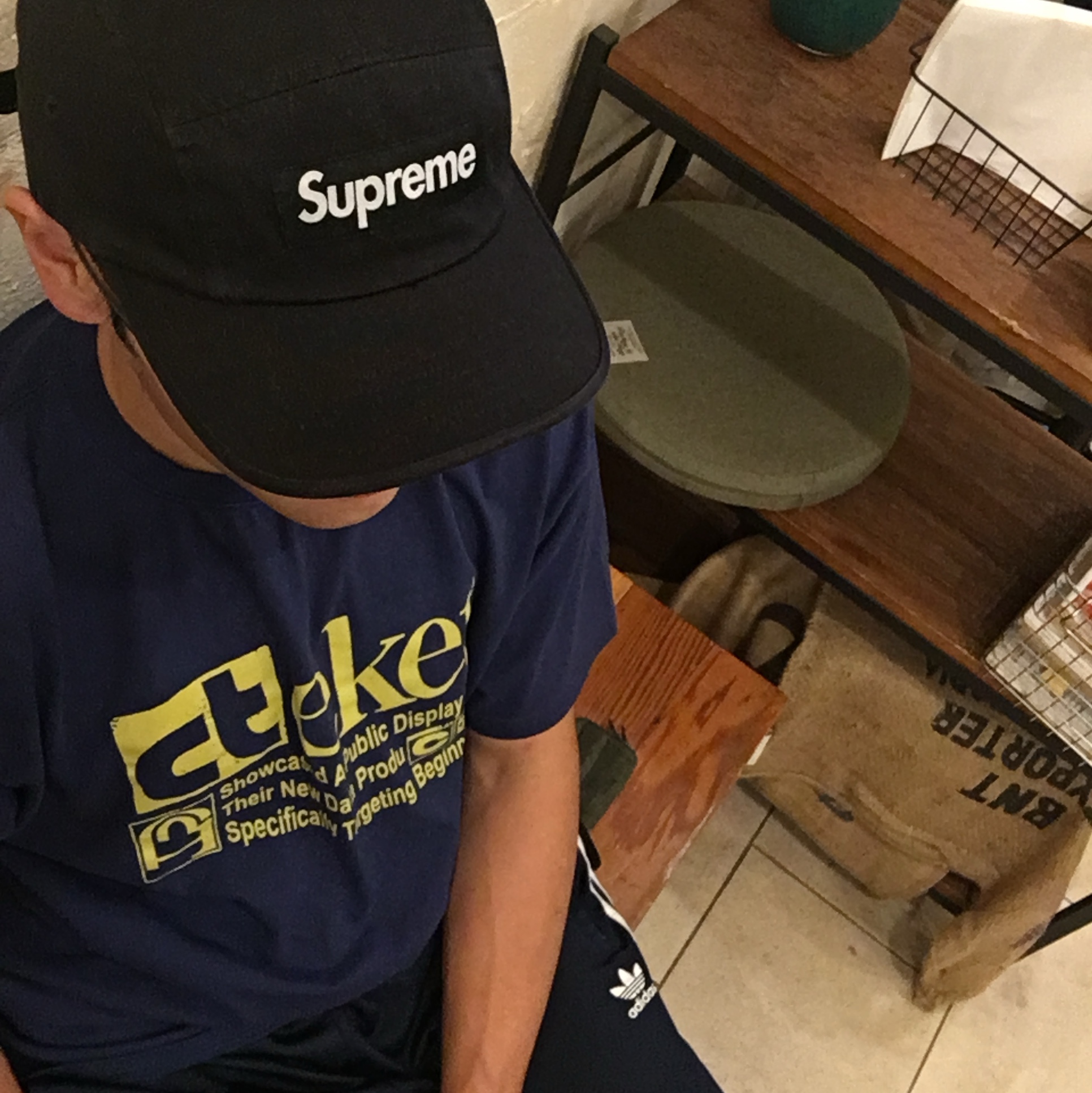 Supreme Washed Chino Twill Camp Cap Black, Porter Force Shoulder Bag S Black 착용 스타일 - 1