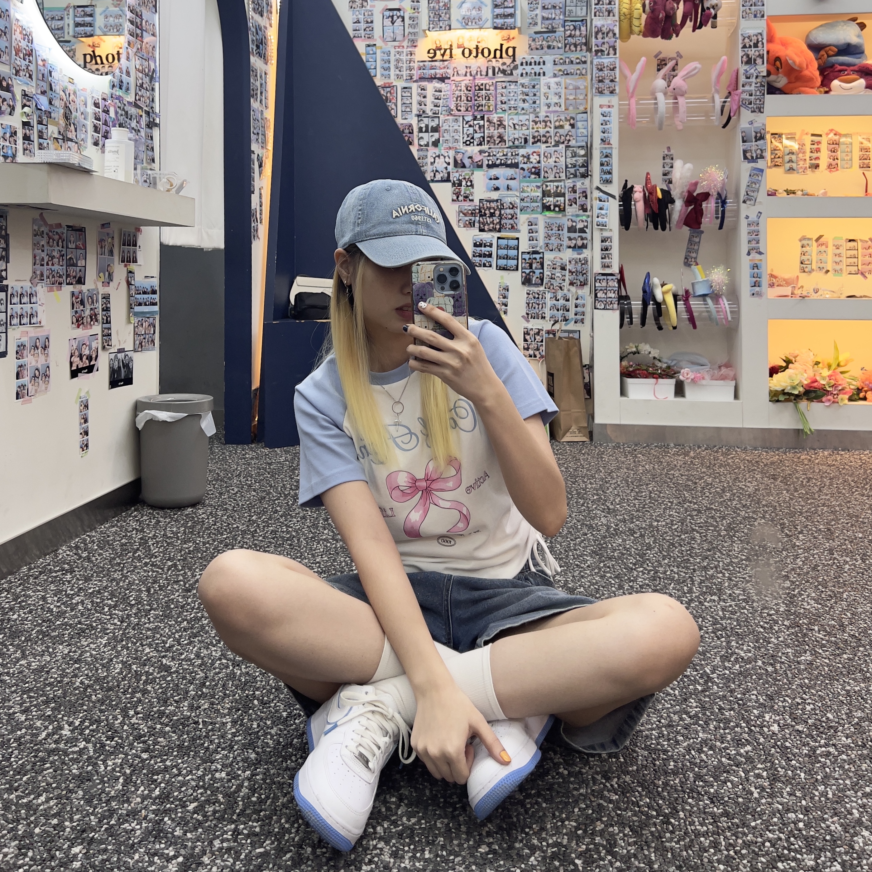 Nike Air Force 1 '07 White University Blue 착용 스타일