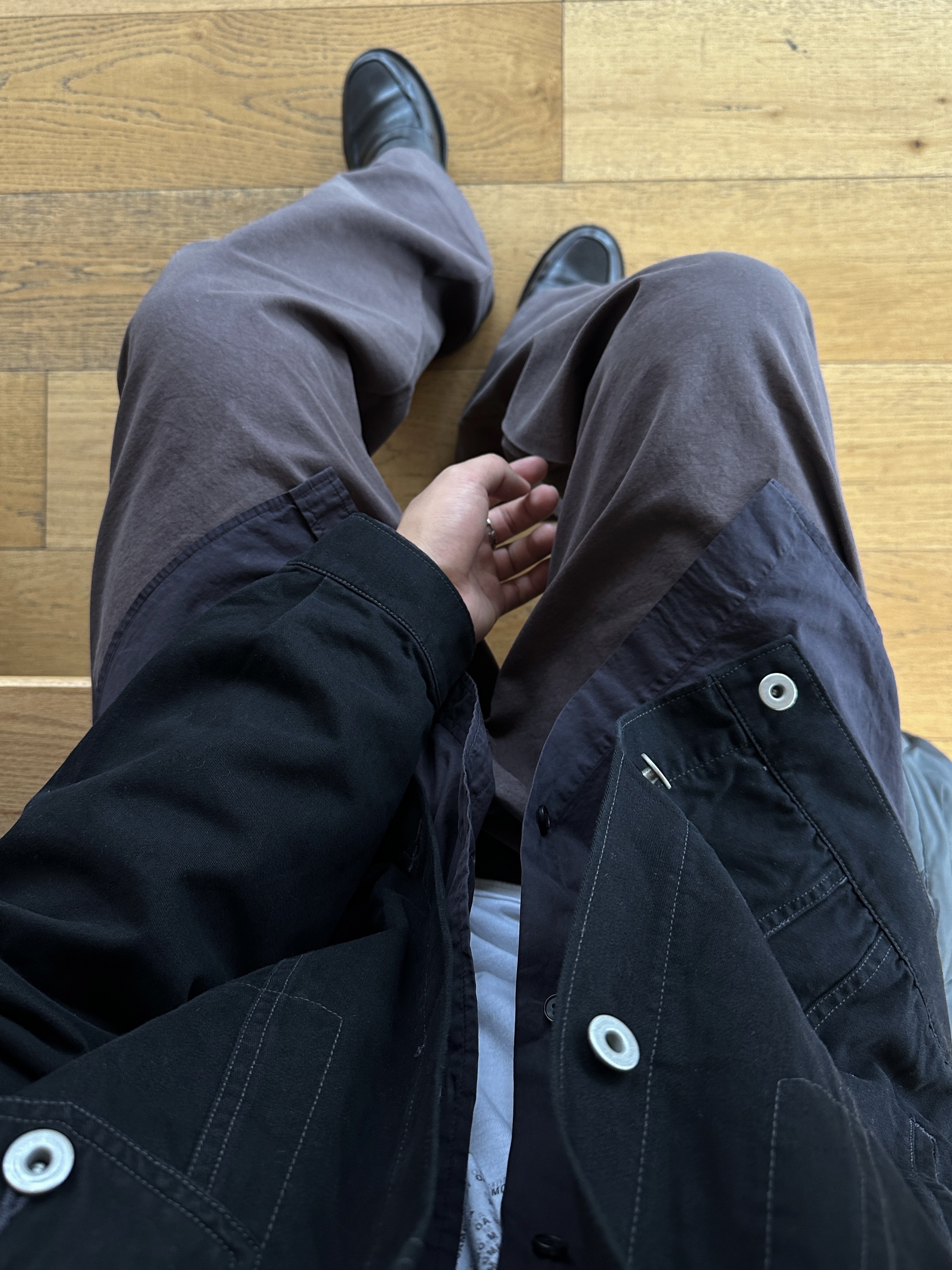 Polyteru Human Index Index Trucker Jacket Black, Uniqlo 2-Way Utility Bag Gray 착용 스타일 - 9