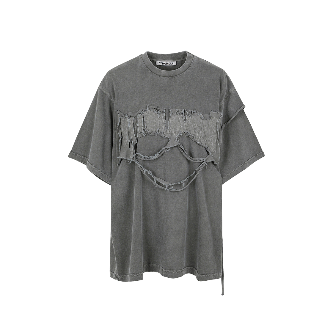 오토링거 우먼 디스트레스드 오버사이즈 티셔츠 그레이 - 24FW(Ottolinger Women Distressed Oversized T-Shirt Grey - 24FW)