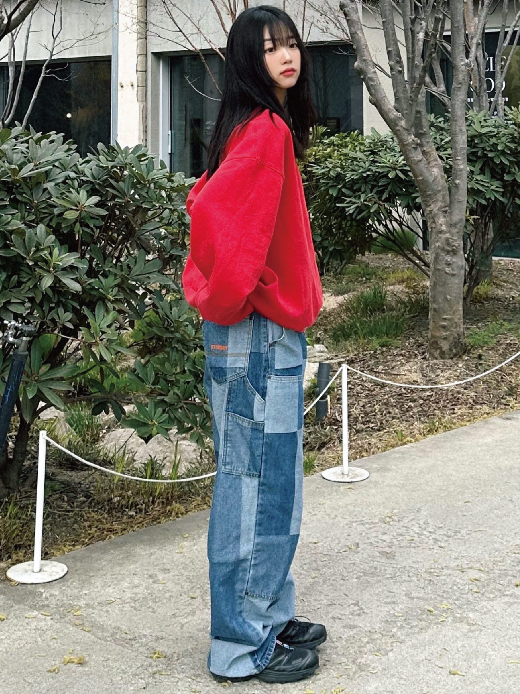 ersco Jacquard Patchwork Double Knee Pants Blue, Salomon XT-6 ADV Black 착용 스타일 - 3