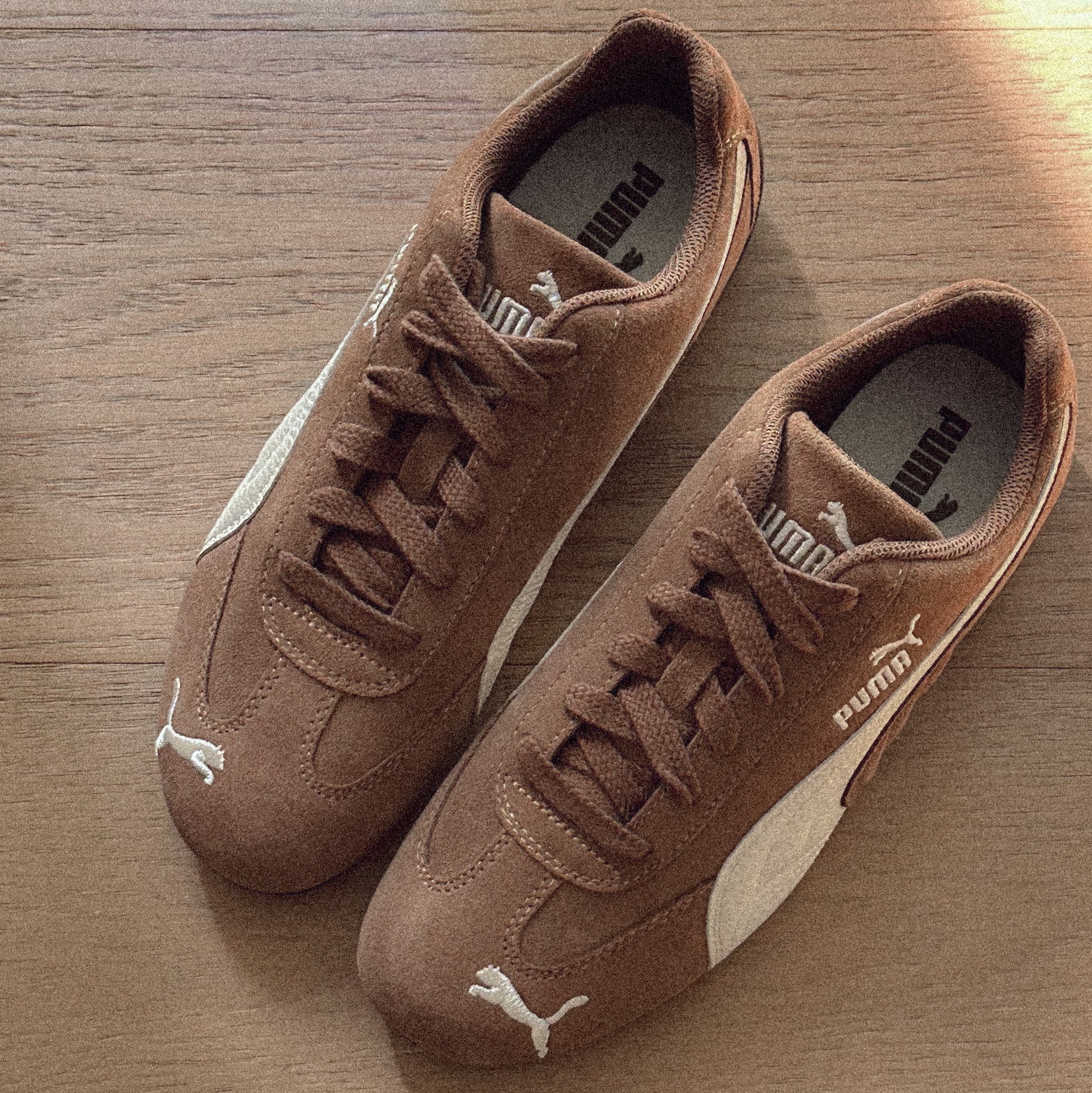 Puma Speedcat Archive Haute Coffee Frosted Ivory, (W) Puma Speedcat Archive Haute Coffee Frosted Ivory 착용 스타일 - 3