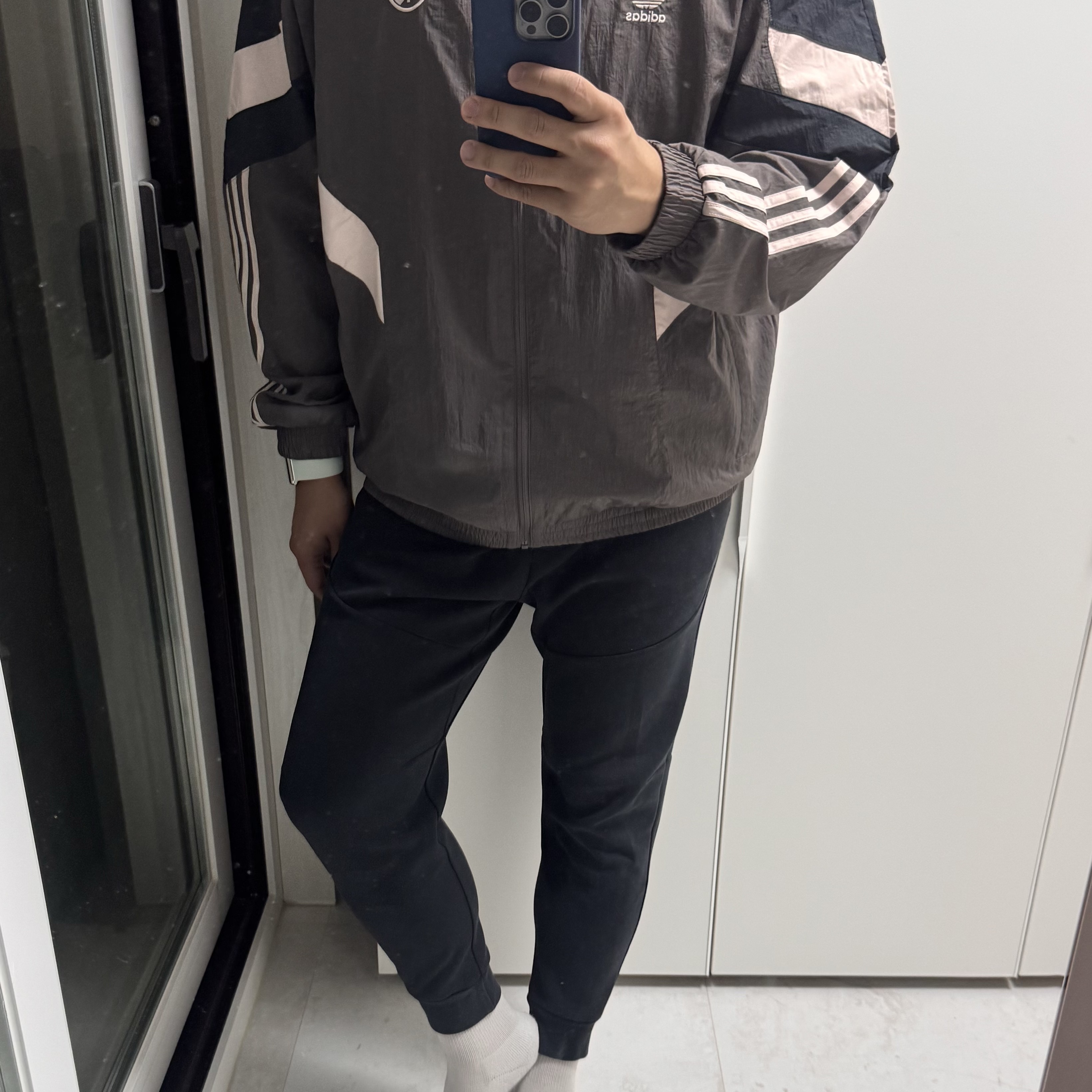 Adidas Real Madrid Originals Track Top Charcoal Grey - KR Sizing 착용 스타일