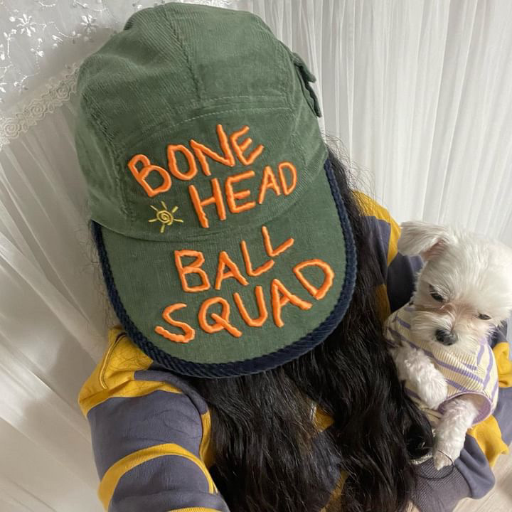 Problemallways Bonehead Ball Squad Corduroy Pocket Camp Cap Green 착용 스타일 - 6