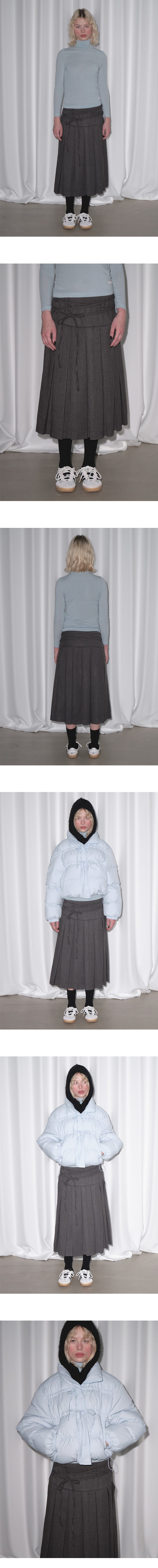 마가린핑거스 스트링 플리츠 스커트 차콜 | Margarin Fingers
