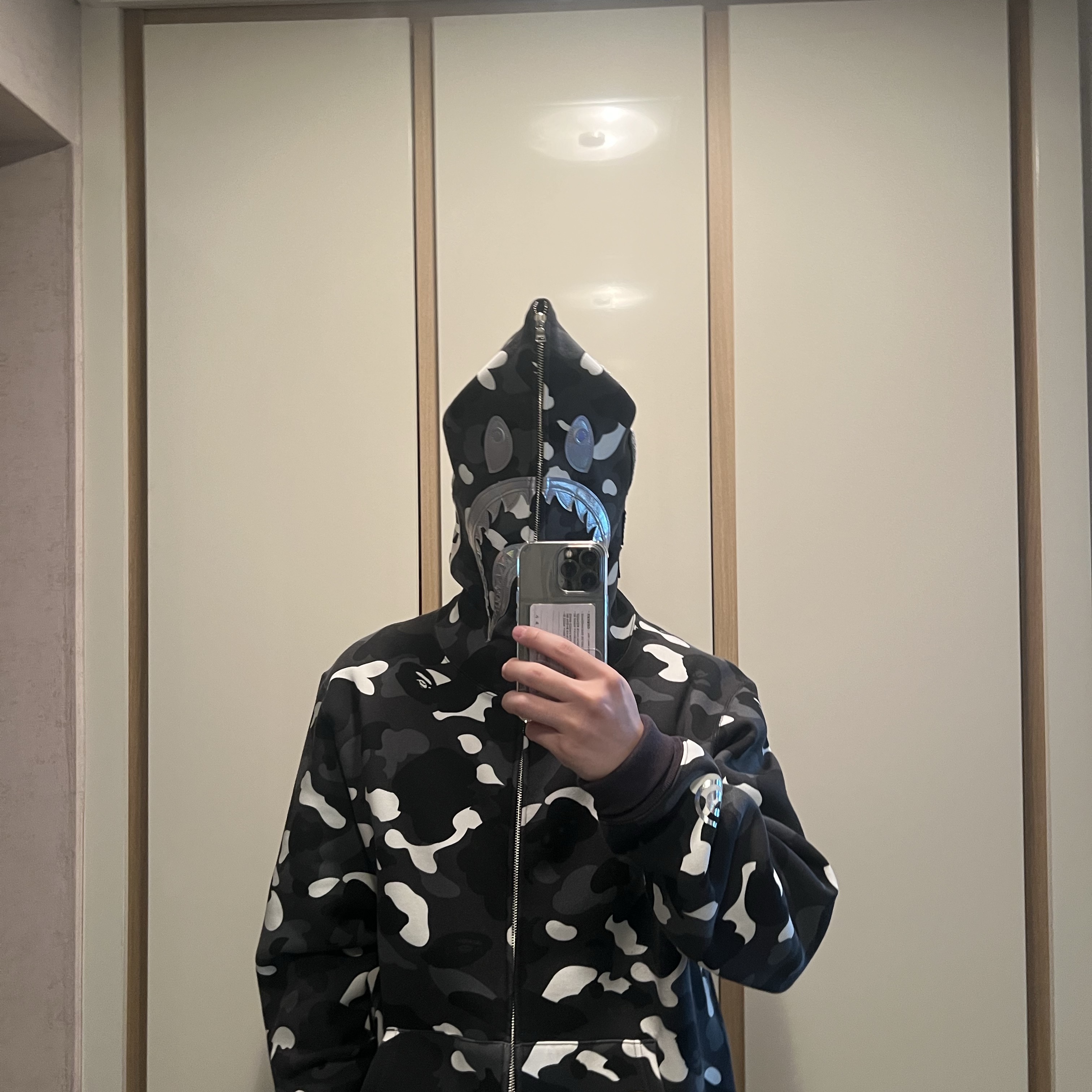 BAPE City Camo Shark Full Zip Hoodie Black, Nike Air Force 1 '07 WB Flax 착용 스타일 - 2