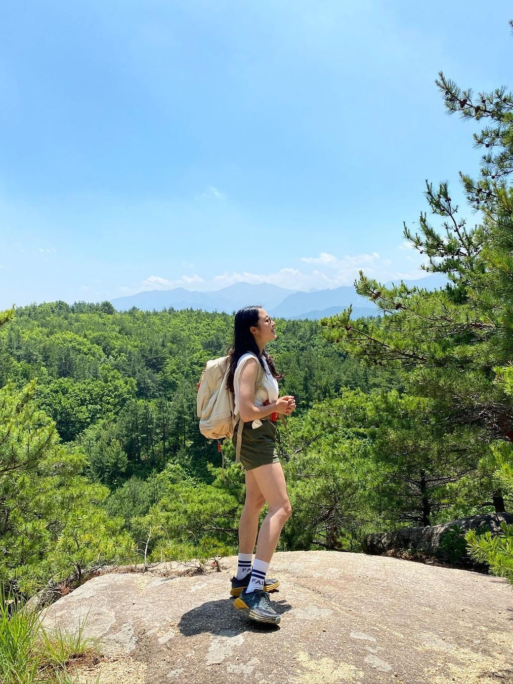 FFROI Traveller 530 Backpack Green, FFROI Traveller 530 Backpack Beige 착용 스타일
